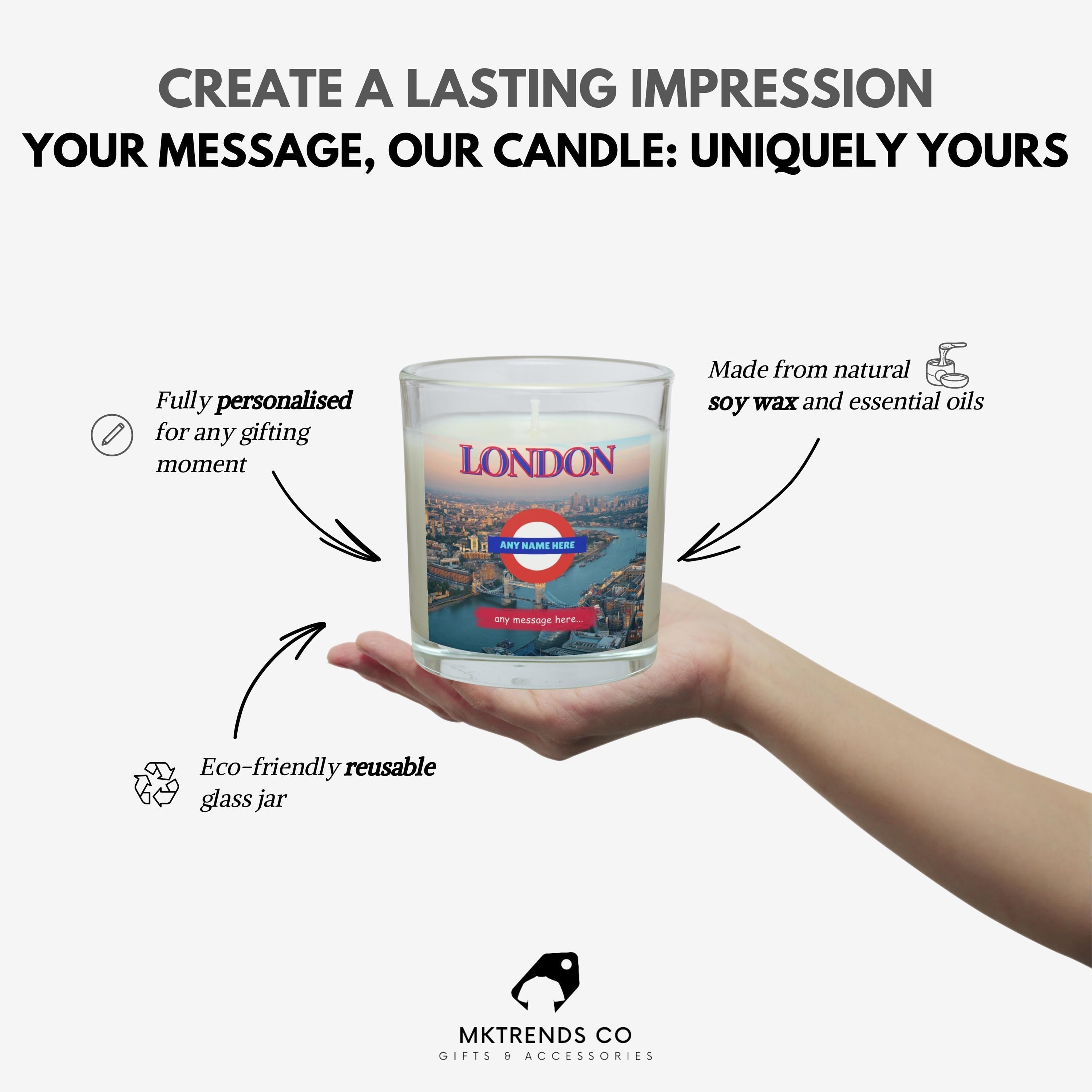 London Personalised Candle | London Gift | City of London Home Decor | Any Message London Gift | Personalised London City Scape Message Gift Etsy