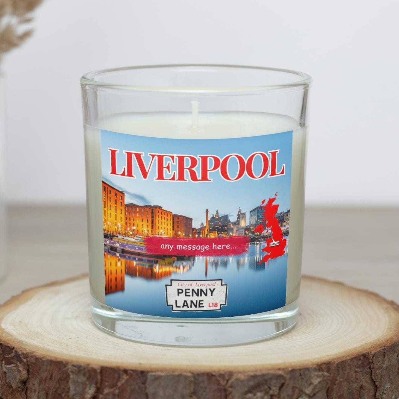 Liverpool Personalised Candle | City of Liverpool | Liverpool Gift | Home Decor | Liverpool Message Candle | Any Message | Scouser Gift Etsy