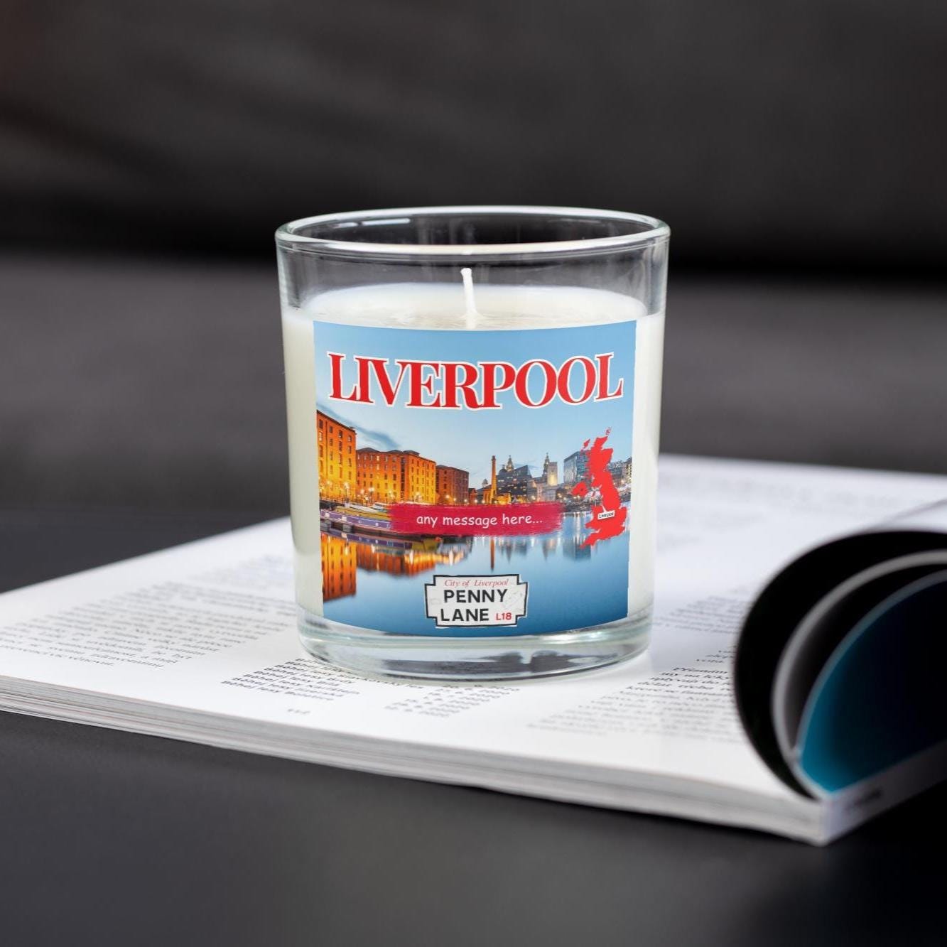 Liverpool Personalised Candle | City of Liverpool | Liverpool Gift | Home Decor | Liverpool Message Candle | Any Message | Scouser Gift Etsy