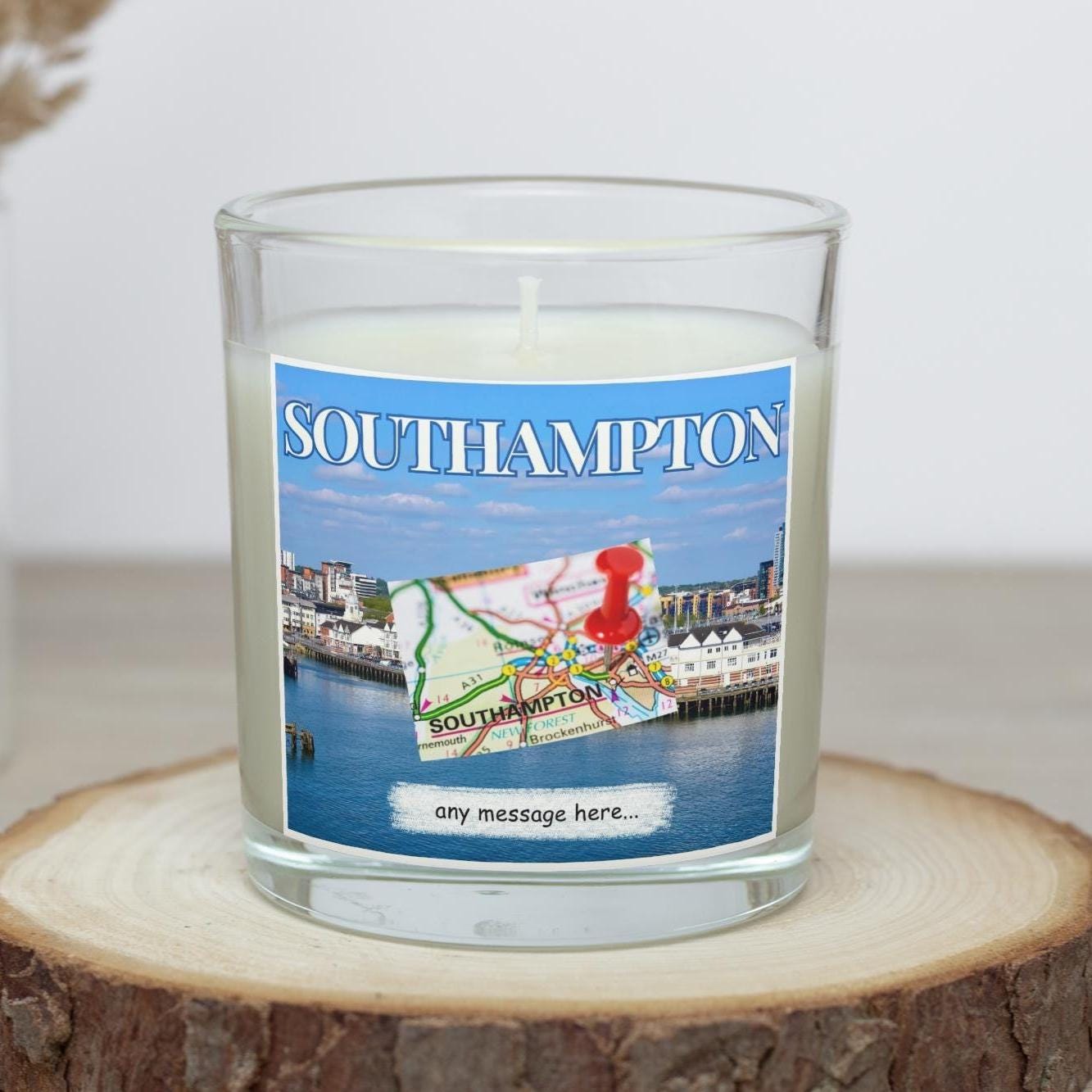 Southampton Personalised Candle | Southampton Travel Gift | Southampton Holiday Souvenir | Southampton Message Candle | Coastal Candle Gift Etsy