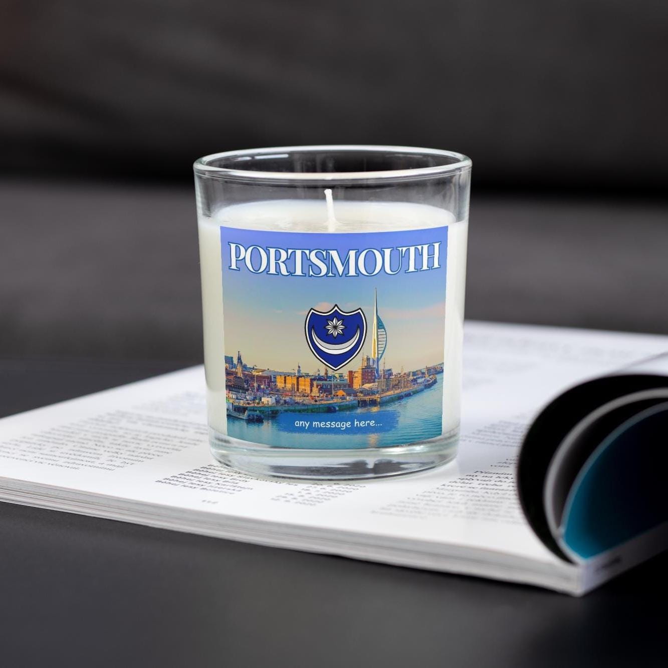 Portsmouth Personalised Candle | Portsmouth Gift | Portsmouth Home Decor | Portsmouth Message Candle Gift | Portsmouth Travel Candle Gift Etsy