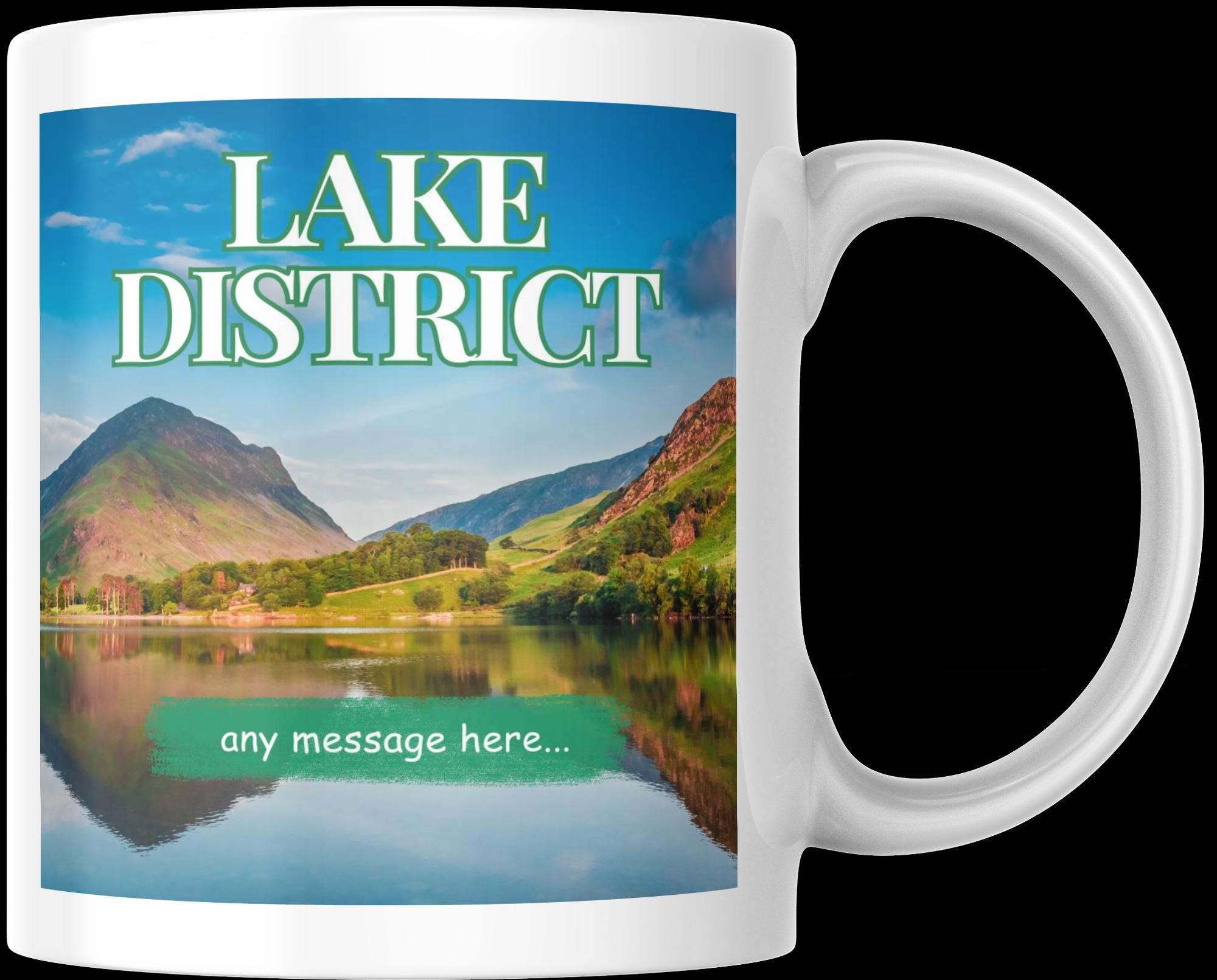 Lake District Personalised Mug | Scenic UK Landscape Gift | Custom Message Mug | Nature Lover Present | Cumbria Souvenir | Novelty Mug | DIY Etsy