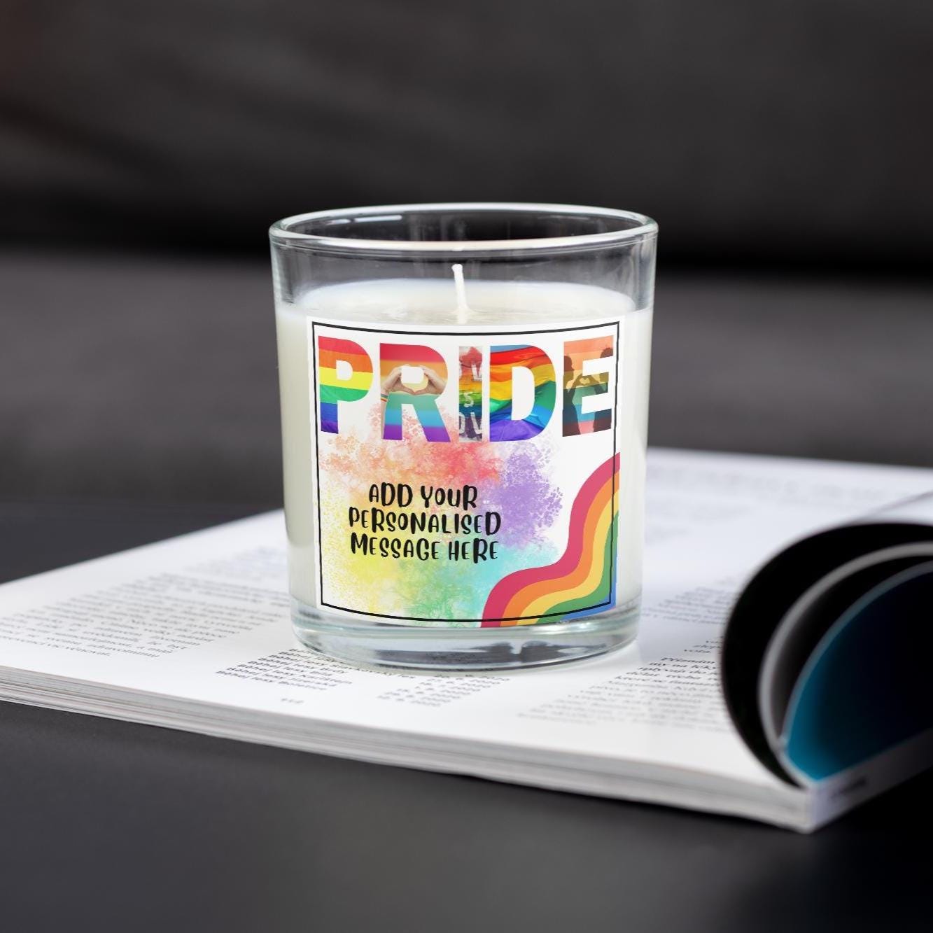 Pride Message Personalised Candle | LGBTQ Gifts | PRIDE | Gifts for Pride | Gay Pride Candle | Celebrating Pride | Lesbian Pride Candle Gift Etsy