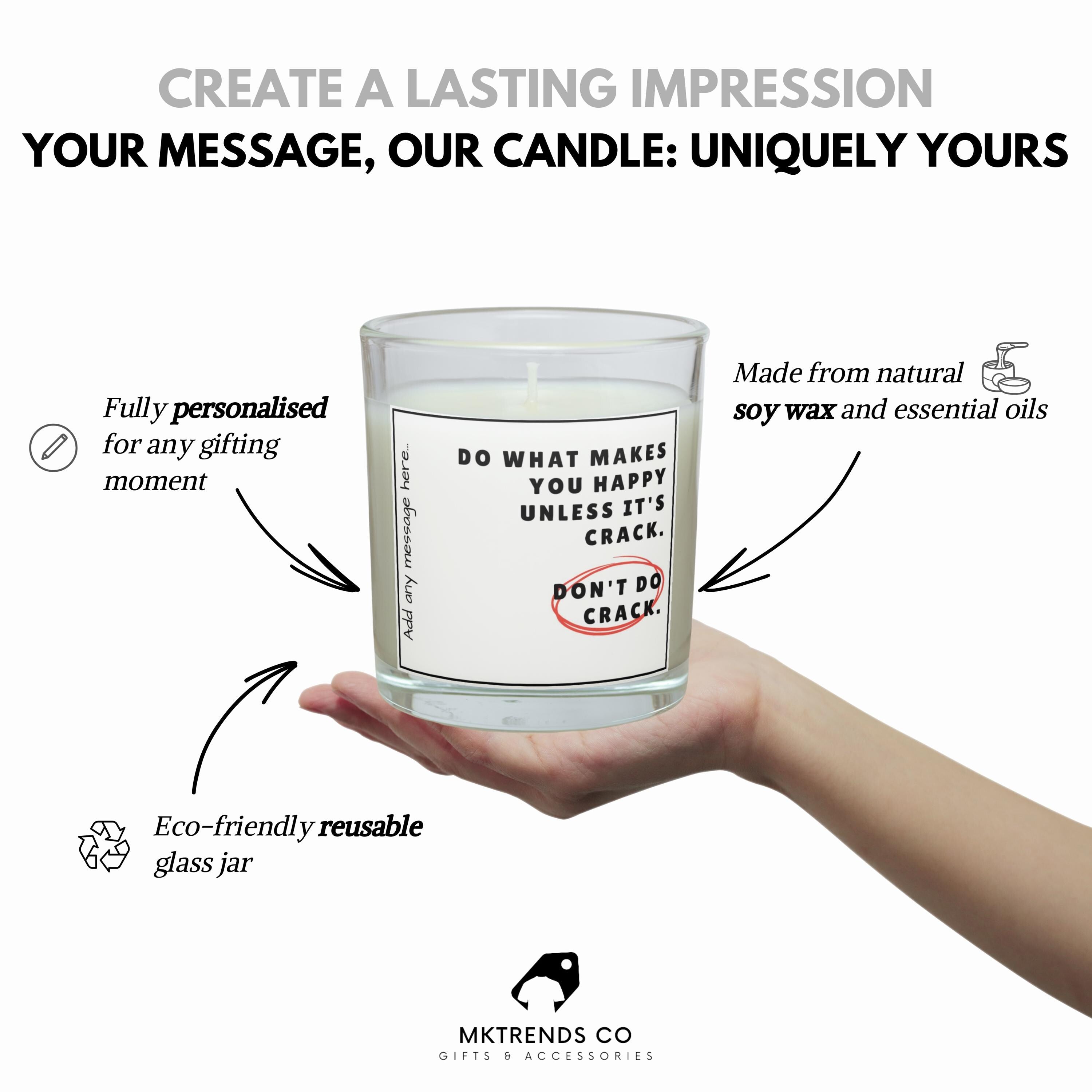 Don't Do Crack Personalised Candle | Funny Crackhead Joke | Novelty Adult Gift | Custom Message Funny Candle | Funny Christmas | Joke Candle Etsy