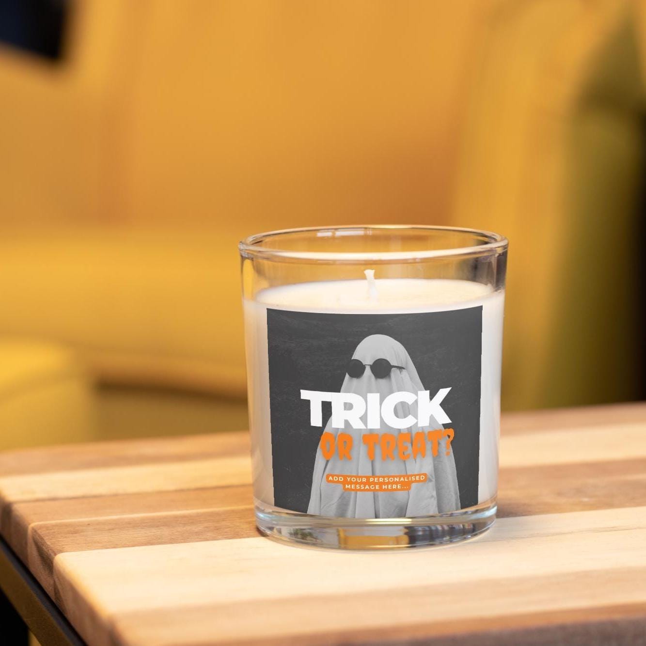 Trick or Treat Personalised Candle | Halloween Message Candle | Trick or Treat Custom Message | Halloween Decorations | Personalised Candle Etsy