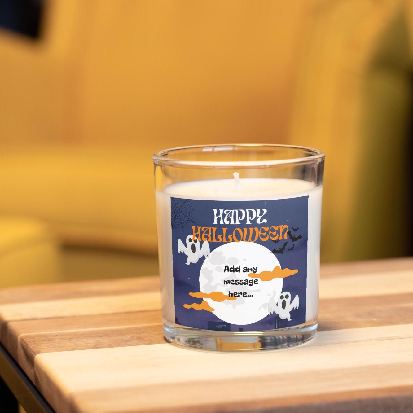 Happy Halloween Message Personalised Candle | Halloween Decorations | Halloween Custom Message | Party Décor for Halloween | Spooky Message Etsy