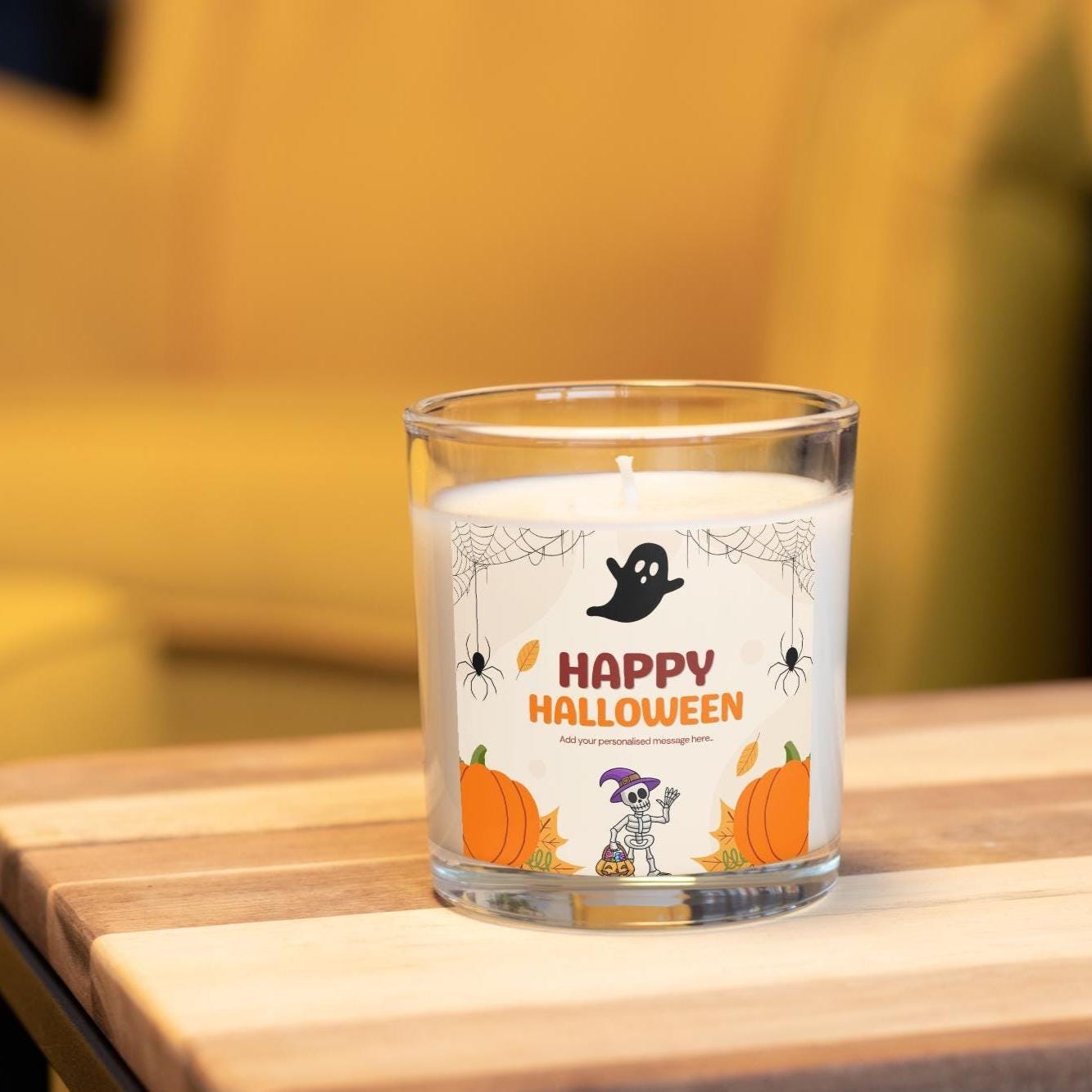 Happy Halloween Festive Personalised Candle | Halloween Décor | Halloween Message | Halloween Skeleton | Funny Halloween Message Gift Ideas Etsy