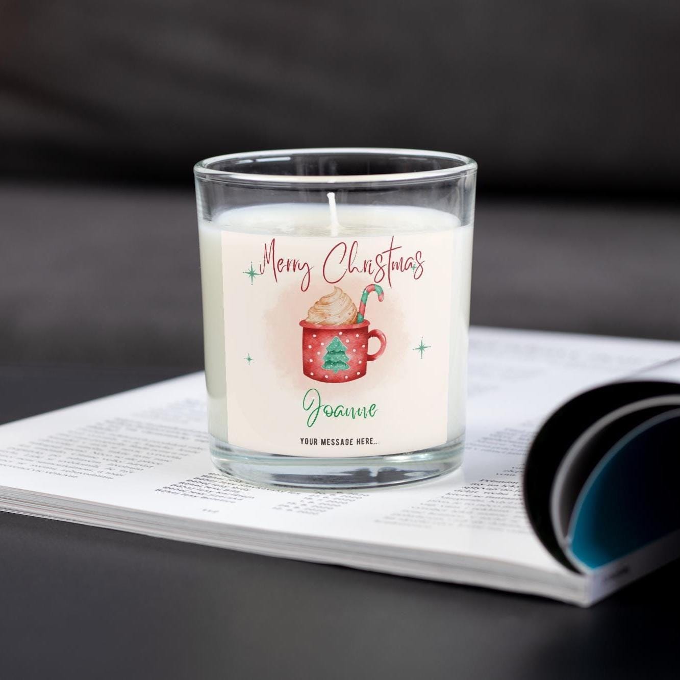 Merry Christmas Hot Chocolate Cup Candle | Personalised Candle | Festive Candle Message Gift | Add any Message | Personalised Christmas Gift Etsy