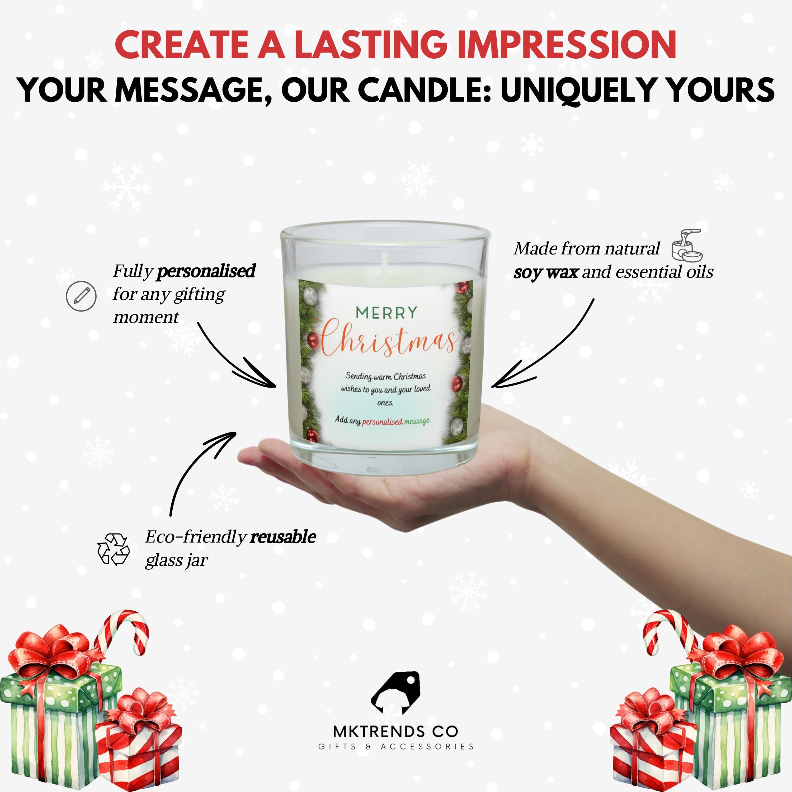 Merry Christmas Message Candle | Personalised Candle | Personalised Christmas Message Gift | Secret Santa Gift | Name and Message Candle Etsy