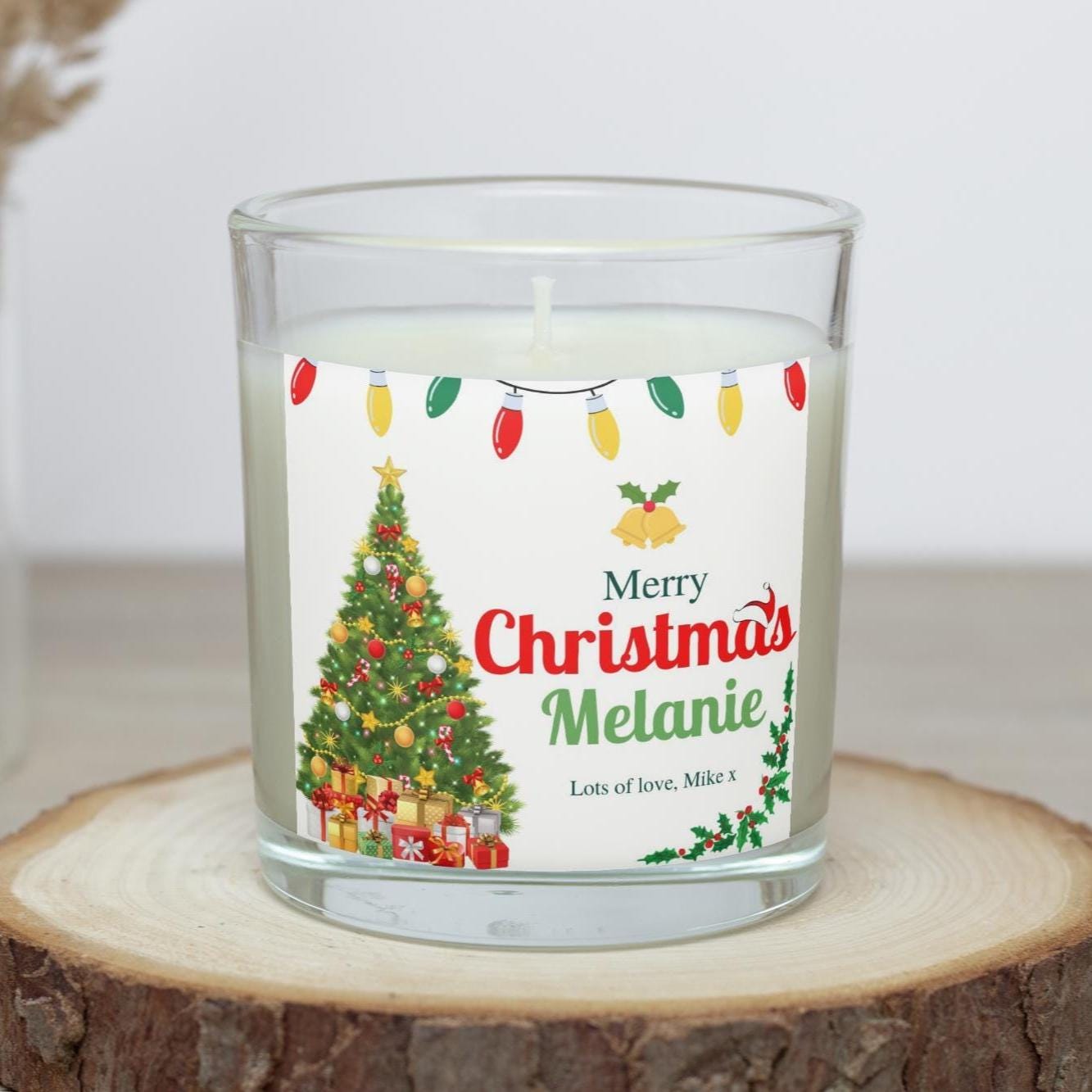 Merry Christmas Personalised Candle | Festive Name And Message Gift | Christmas Name Candle | Gift for Christmas | Secret Santa Message Gift Etsy