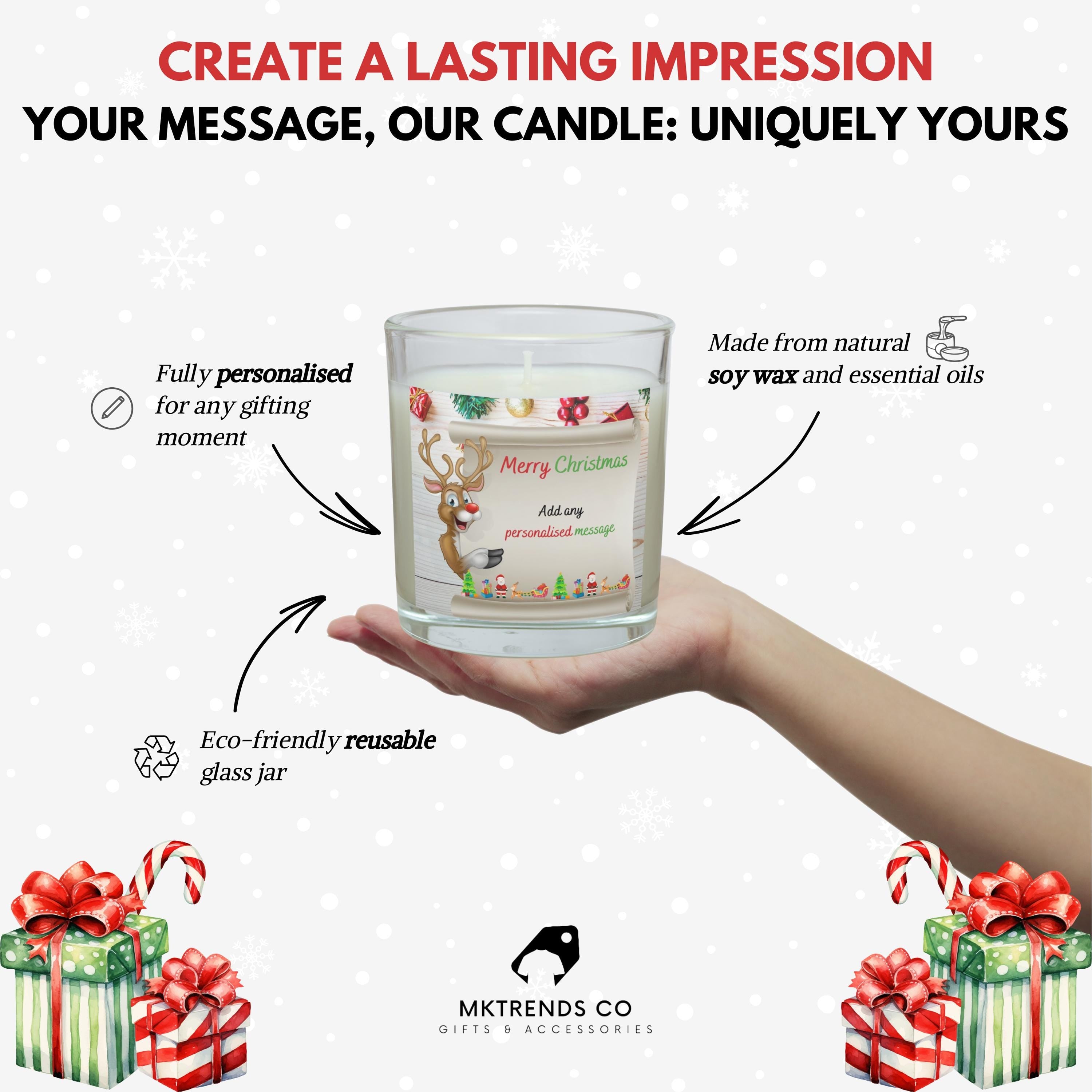 Reindeer Christmas Message Personalised Candle | Christmas Gift | Festive Reindeer Message | Personalised Message | Christmas Gift Message Etsy