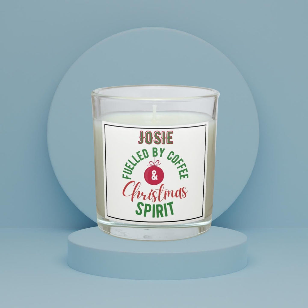 Fuelled By Coffee and Christmas Spirit Personalised Candle | Funny Gift | Secret Santa Work Gift | Secret Santa | Christmas Message Gift Etsy