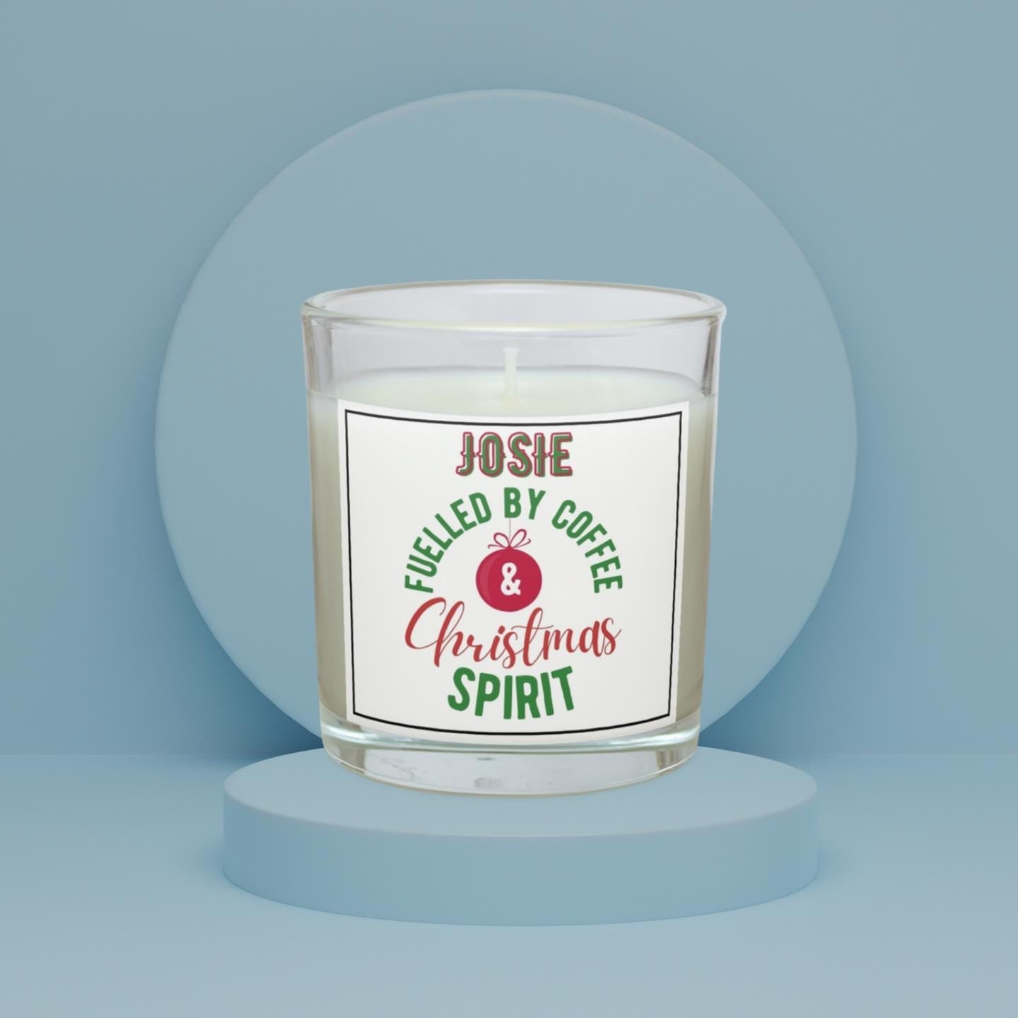 Fuelled By Coffee and Christmas Spirit Personalised Candle | Funny Gift | Secret Santa Work Gift | Secret Santa | Christmas Message Gift Etsy