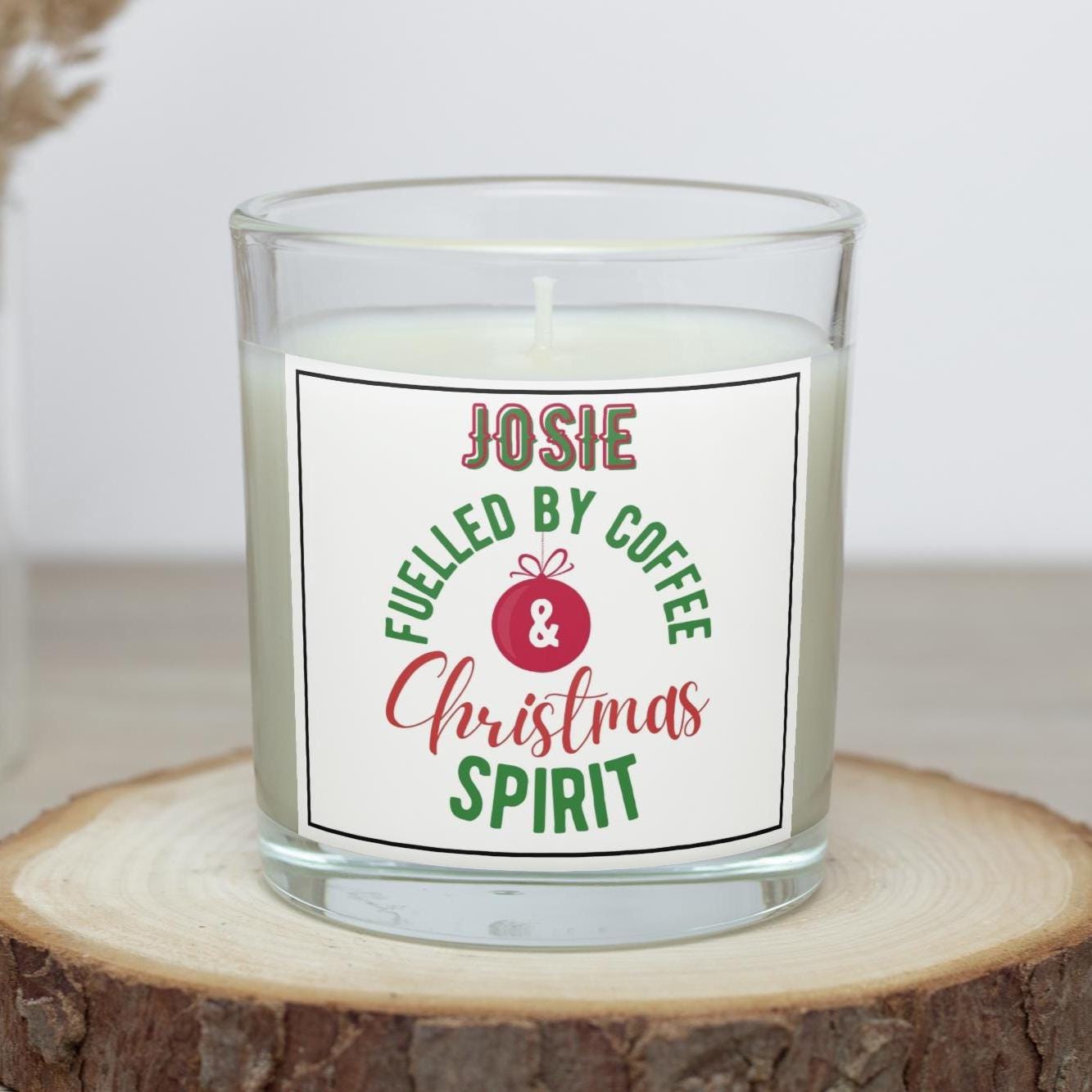 Fuelled By Coffee and Christmas Spirit Personalised Candle | Funny Gift | Secret Santa Work Gift | Secret Santa | Christmas Message Gift Etsy