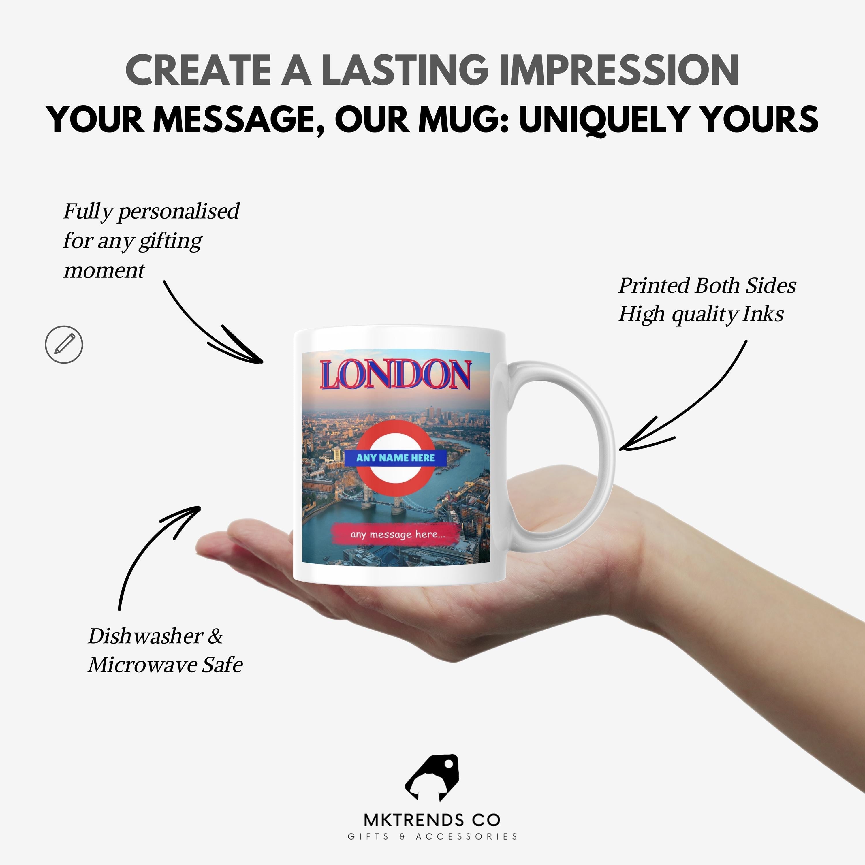 Personalised London Mug | Custom City Gift | London Underground Style | Tower Bridge Coffee Cup | UK Souvenir | Gift for Him or Her Etsy