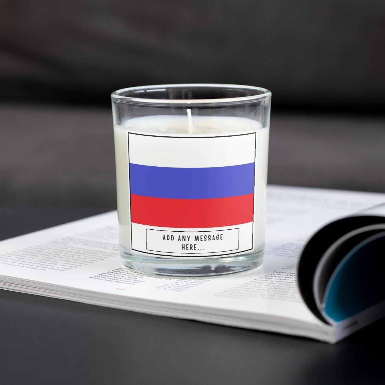 Russia Personalised Candle | Flag of Russia Gift | Russia Message Candle | Russian Gifts | Russian Culture | Missing Russia | Russia Décor Etsy