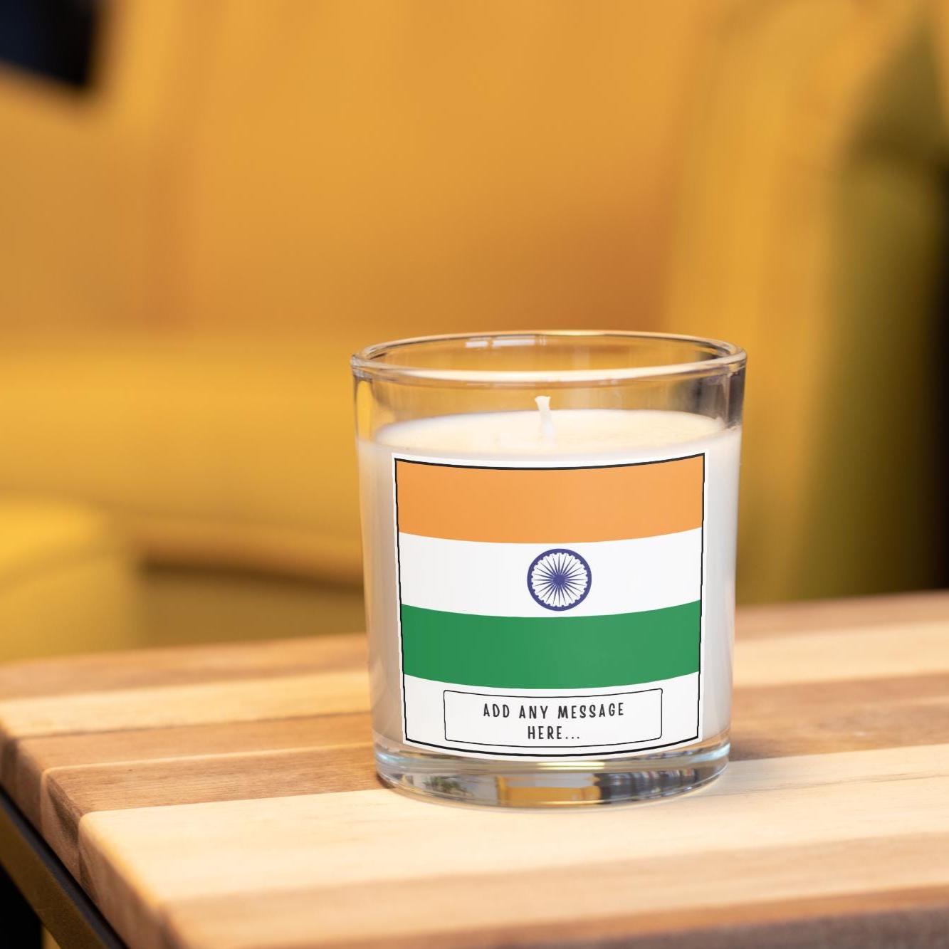 India Personalised Candle | Flag of India | Gift for Indian | India Message Gift | Diwali Candle | Holi Candle | Indian Home Decor | India Etsy