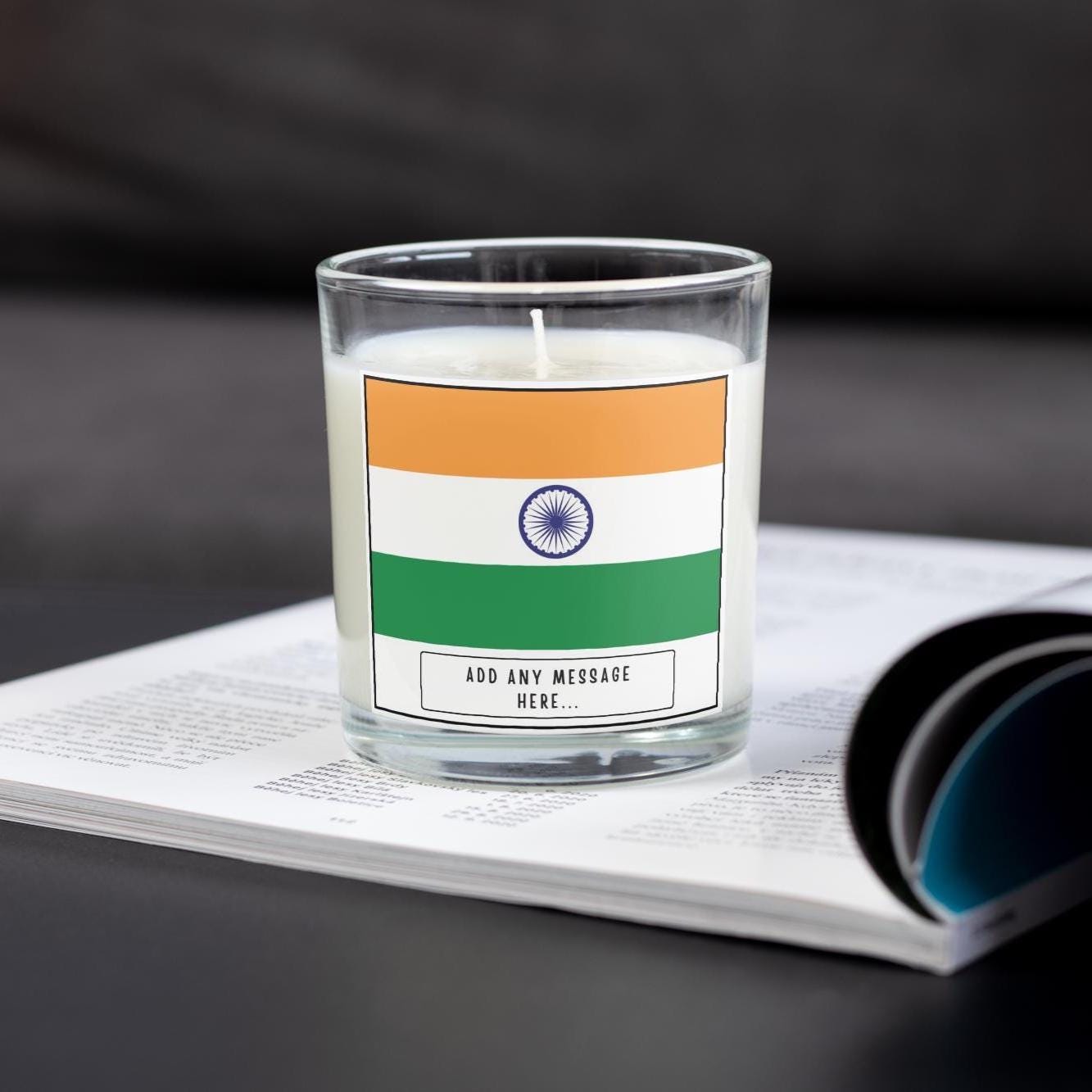 India Personalised Candle | Flag of India | Gift for Indian | India Message Gift | Diwali Candle | Holi Candle | Indian Home Decor | India Etsy