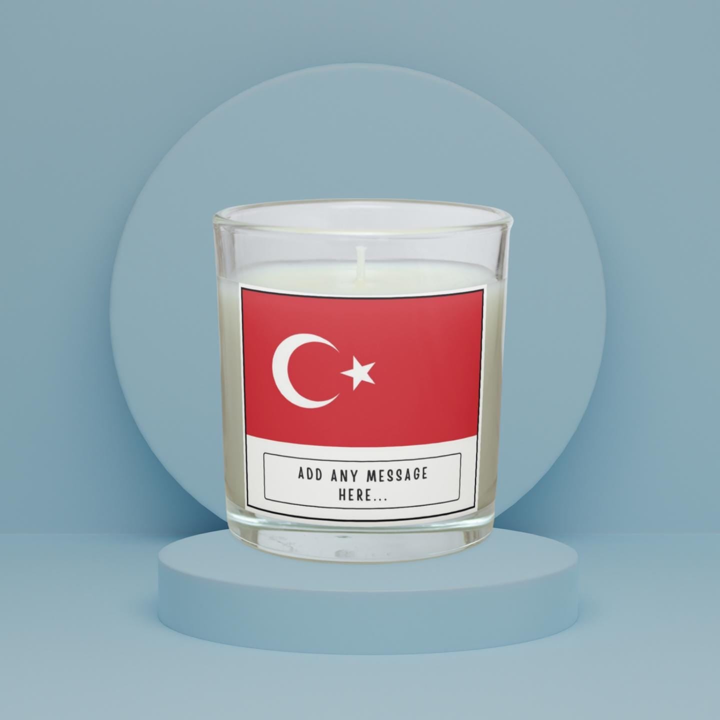 Turkey Personalised Candle | Turkish Flag | Gift for Turkish Friend | Turkey Message | Flag of Turkey | Turkish Home Décor | Custom Turkish Etsy