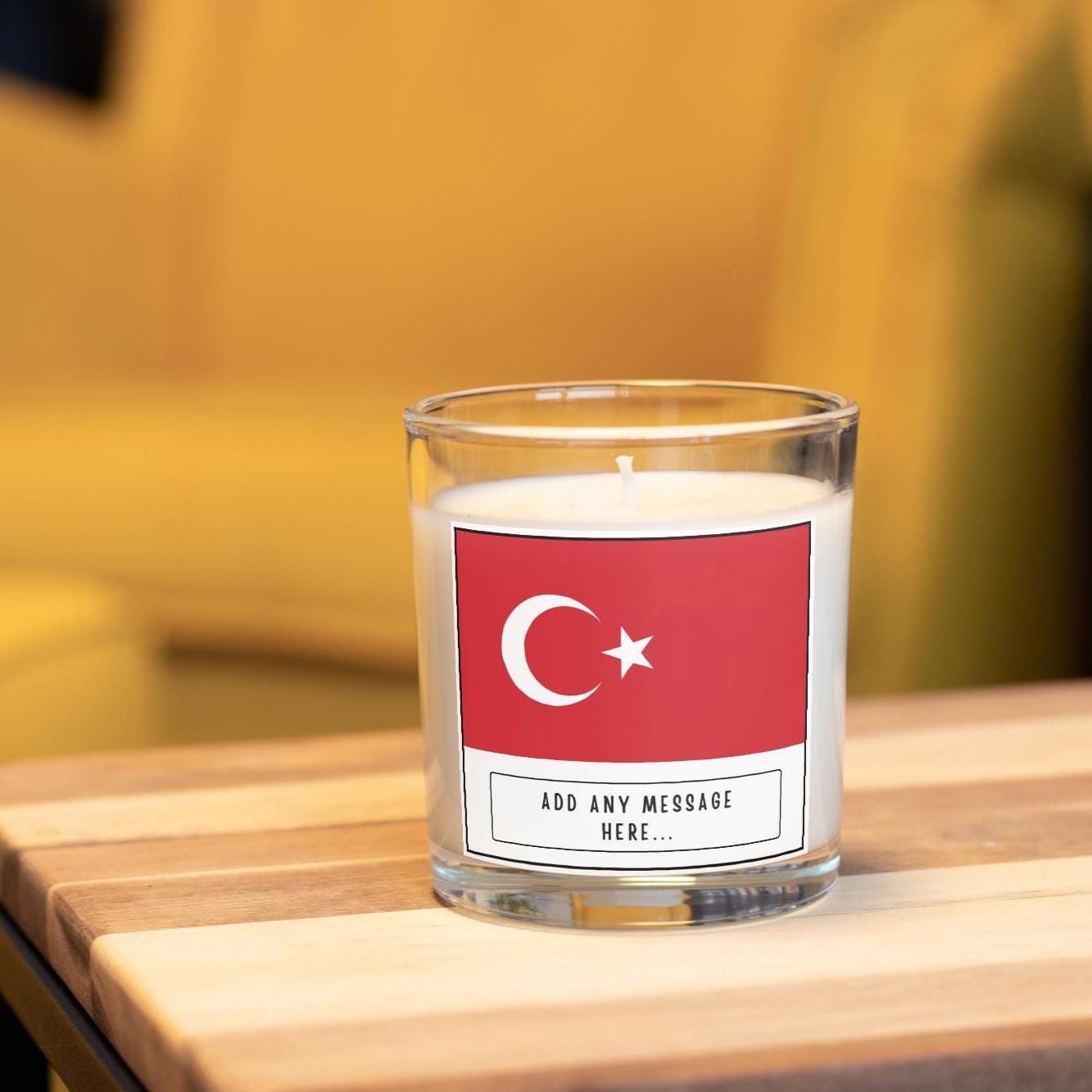 Turkey Personalised Candle | Turkish Flag | Gift for Turkish Friend | Turkey Message | Flag of Turkey | Turkish Home Décor | Custom Turkish Etsy