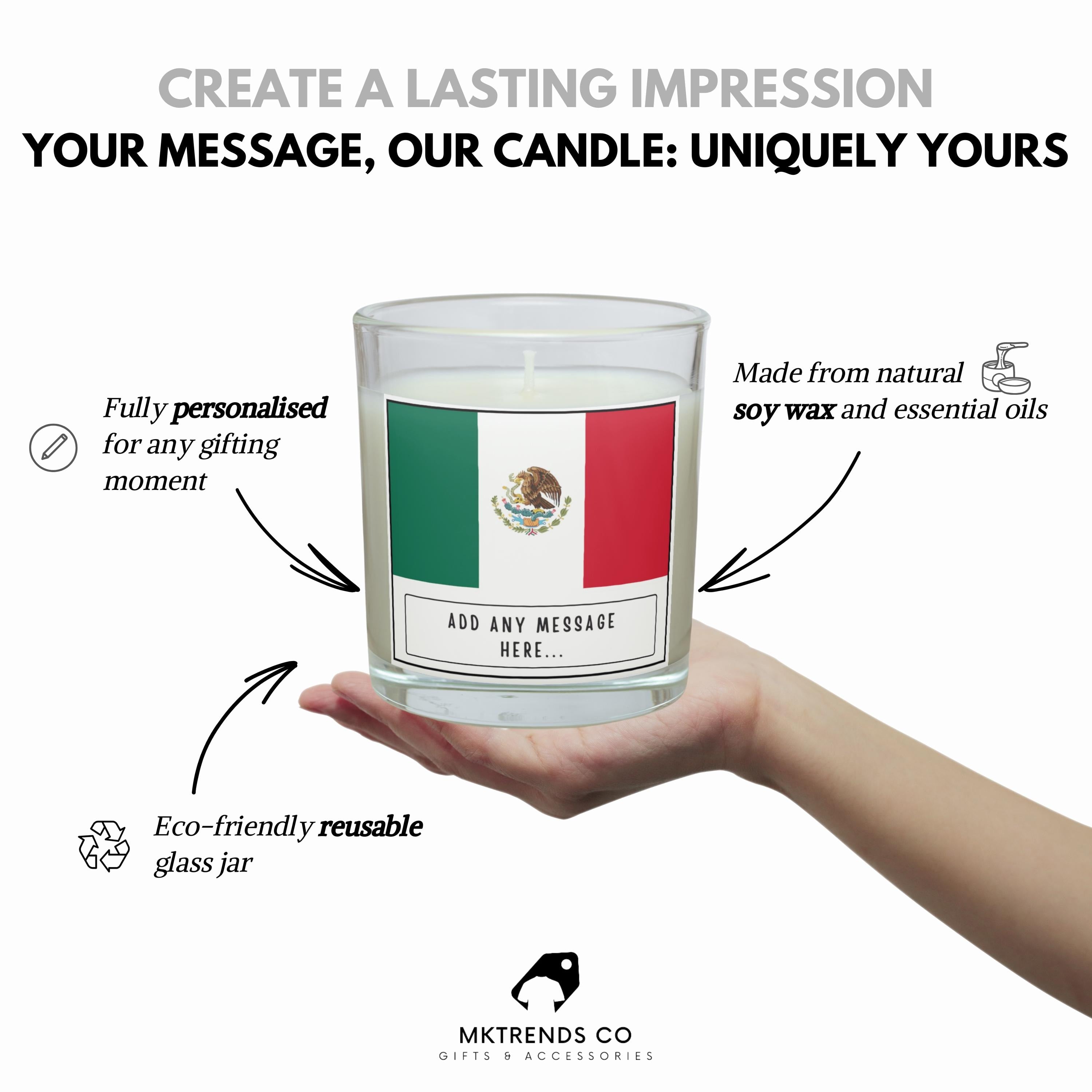 Mexico Personalised Candle | Mexican Flag | Custom Message Mexican Gift | Mexico Heritage Gift | Mexican Home Décor | Mexico Culture Candle Etsy