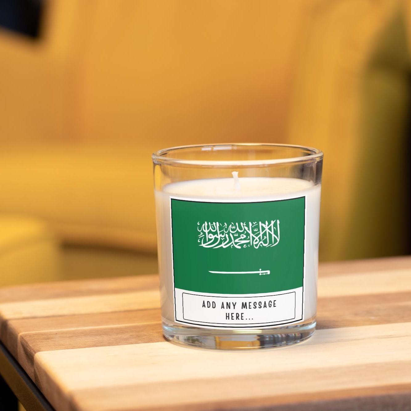 Saudi Arabia Personalised Candle | Flag of Saudi Arabia | Arabic Gift | Saudi Culture Candle | Custom Saudi Arabia Message Gift | Eid Gifts Etsy