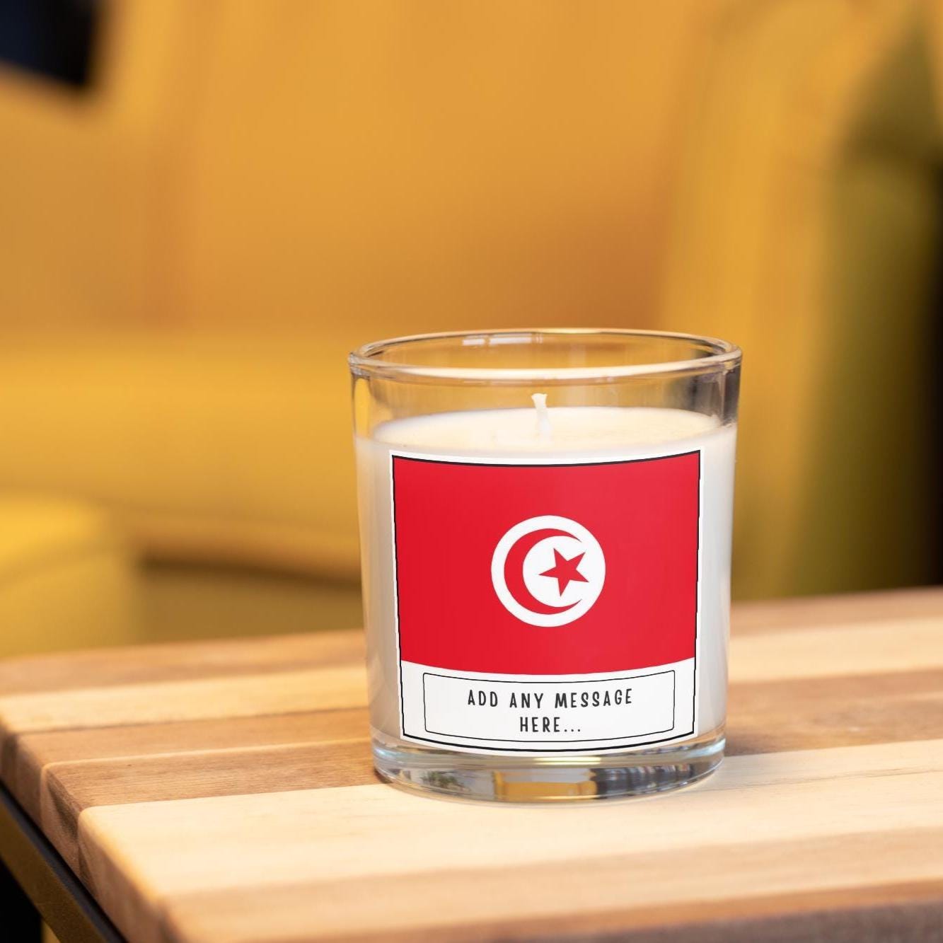 Tunisia Personalised Candle | Flag of Tunisia | Tunisian Flag Gift | Gift for Tunisian | Tunisia Home Décor | Custom Tunisia Gift | Candle Etsy