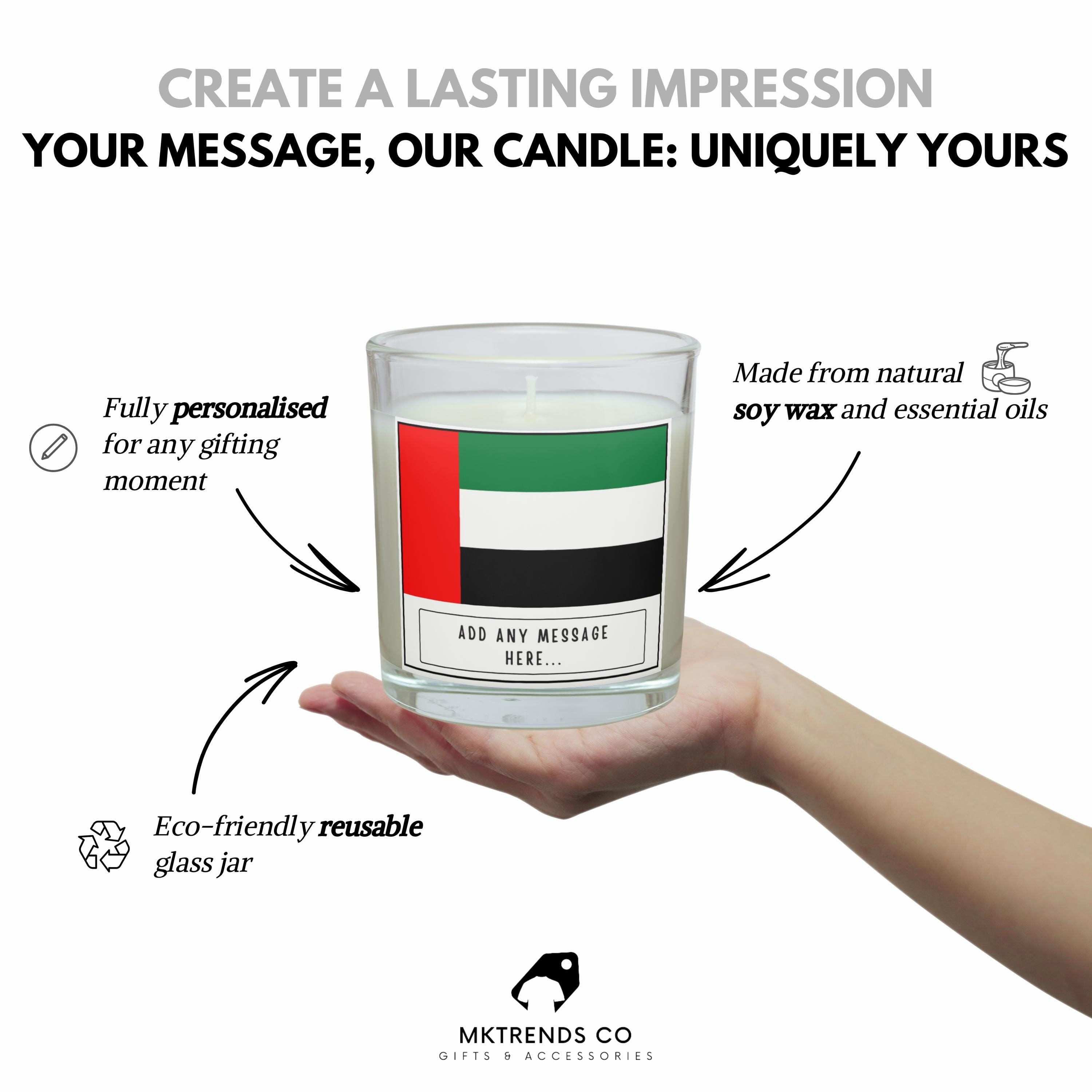 UAE Personalised Candle | United Arab Emirates Flag | UAE Flag Gift | Gift for Emirati | UAE Home Décor | Emirati Culture Gift | Custom Gift Etsy
