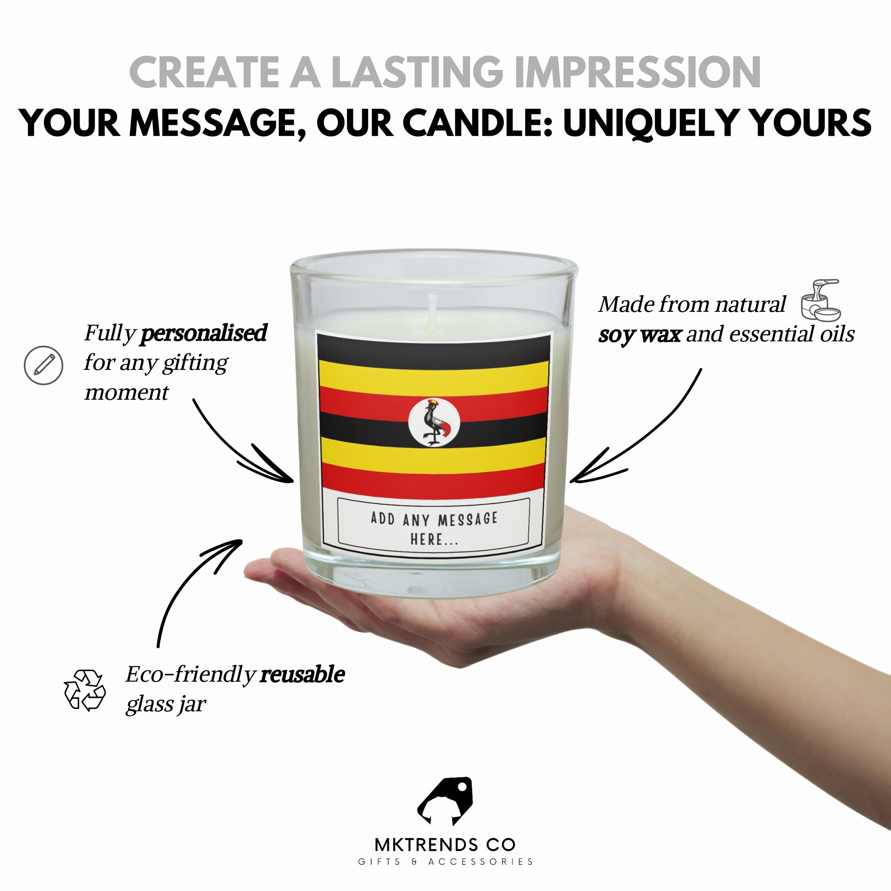 Uganda Personalised Candle | Flag of Uganda | Ugandan Flag Gift | Gift for Ugandan | Uganda Home Décor | Ugandan Culture Gift | Custom Gift Etsy