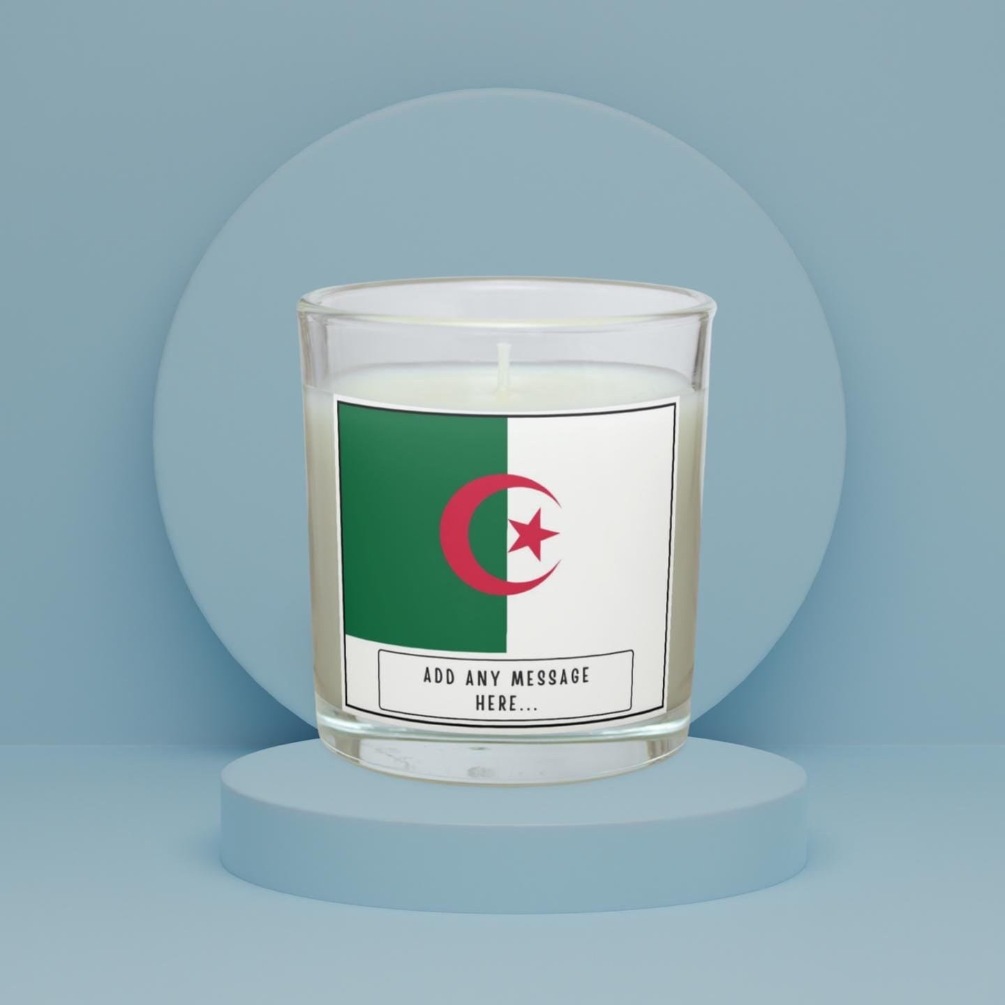 Algeria Personalised Candle | Flag of Algeria | Gift for Algerian | Algerian Flag | Algerian Home Décor | Algerian Culture | Algeria Message Etsy