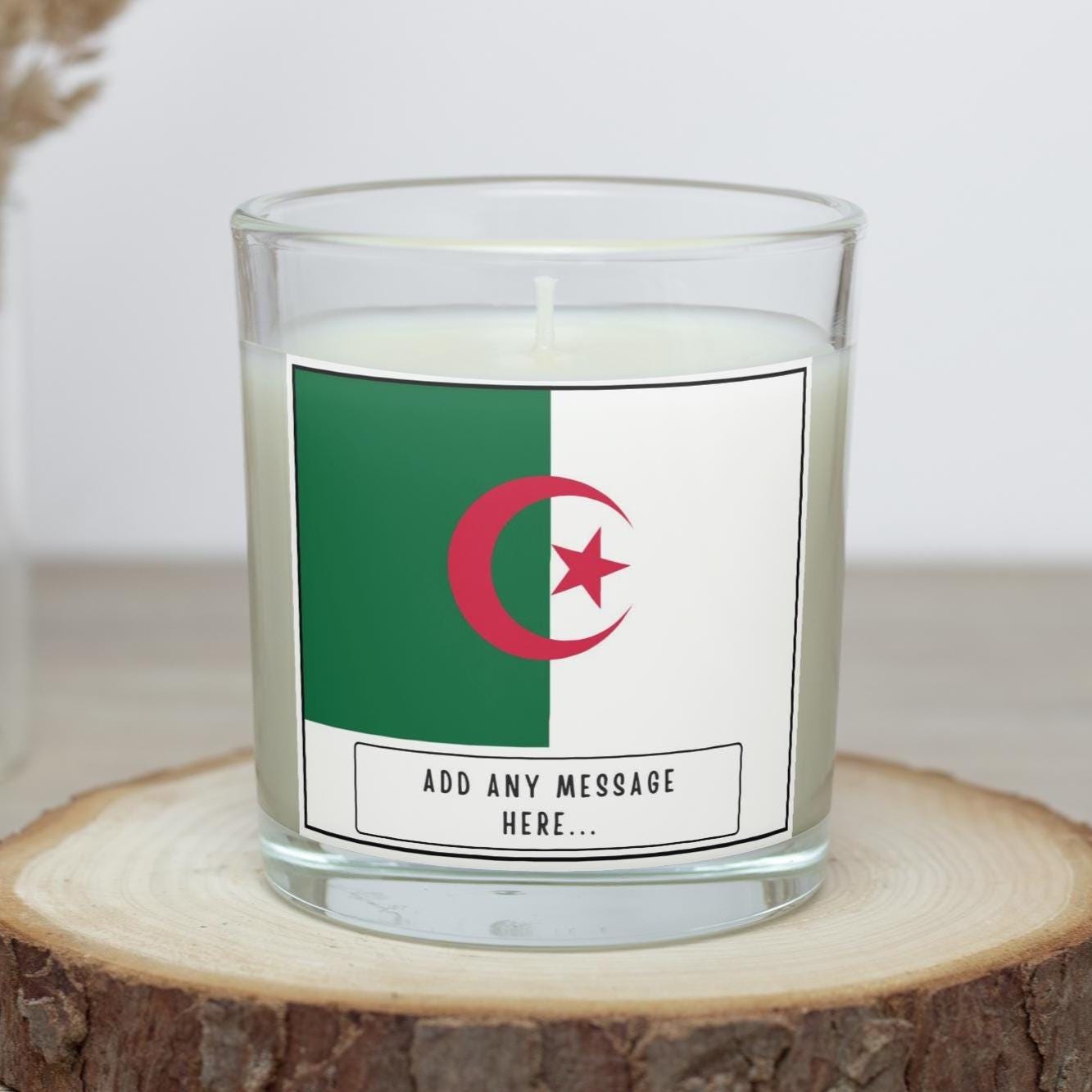 Algeria Personalised Candle | Flag of Algeria | Gift for Algerian | Algerian Flag | Algerian Home Décor | Algerian Culture | Algeria Message Etsy