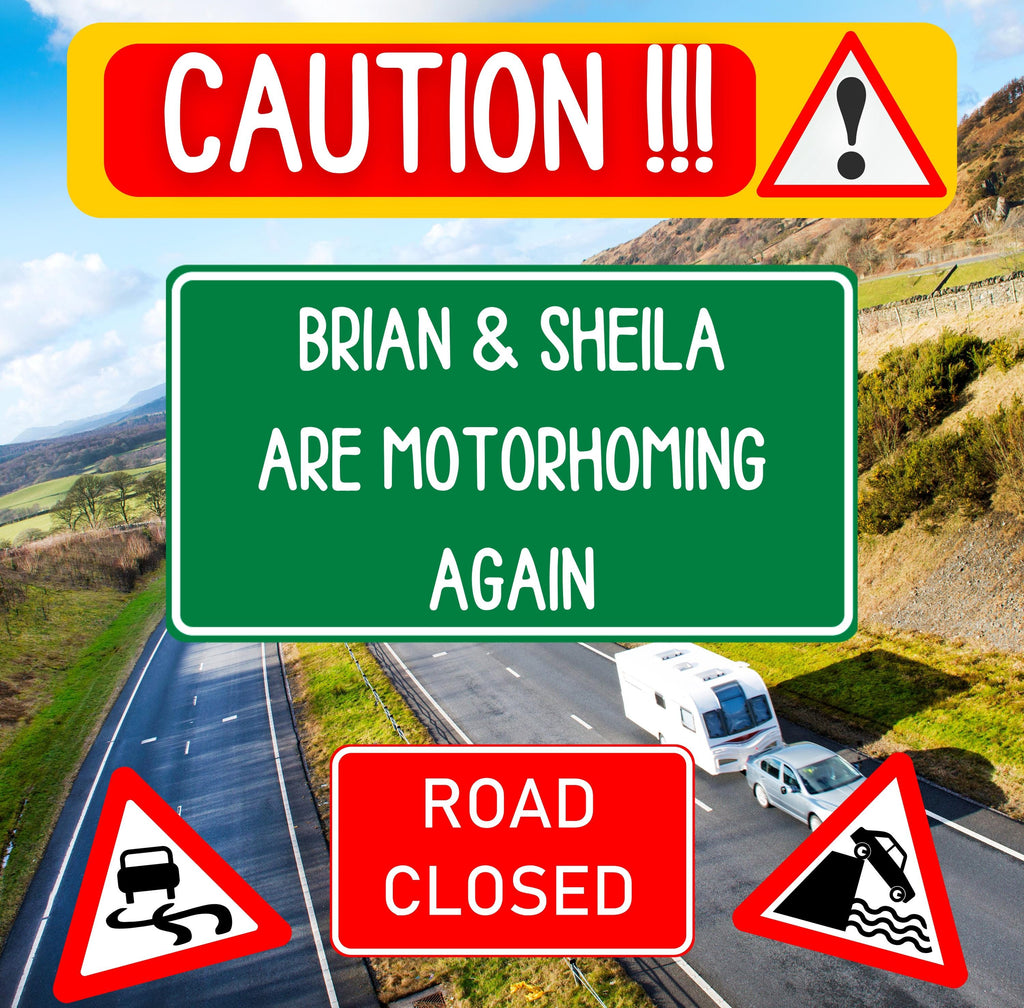 Personalised Motorhoming Warning Mug | Funny Road Sign Camper Gift | Custom Message | UK Motorhome Present | Camper | Vanlife | Campervan Etsy