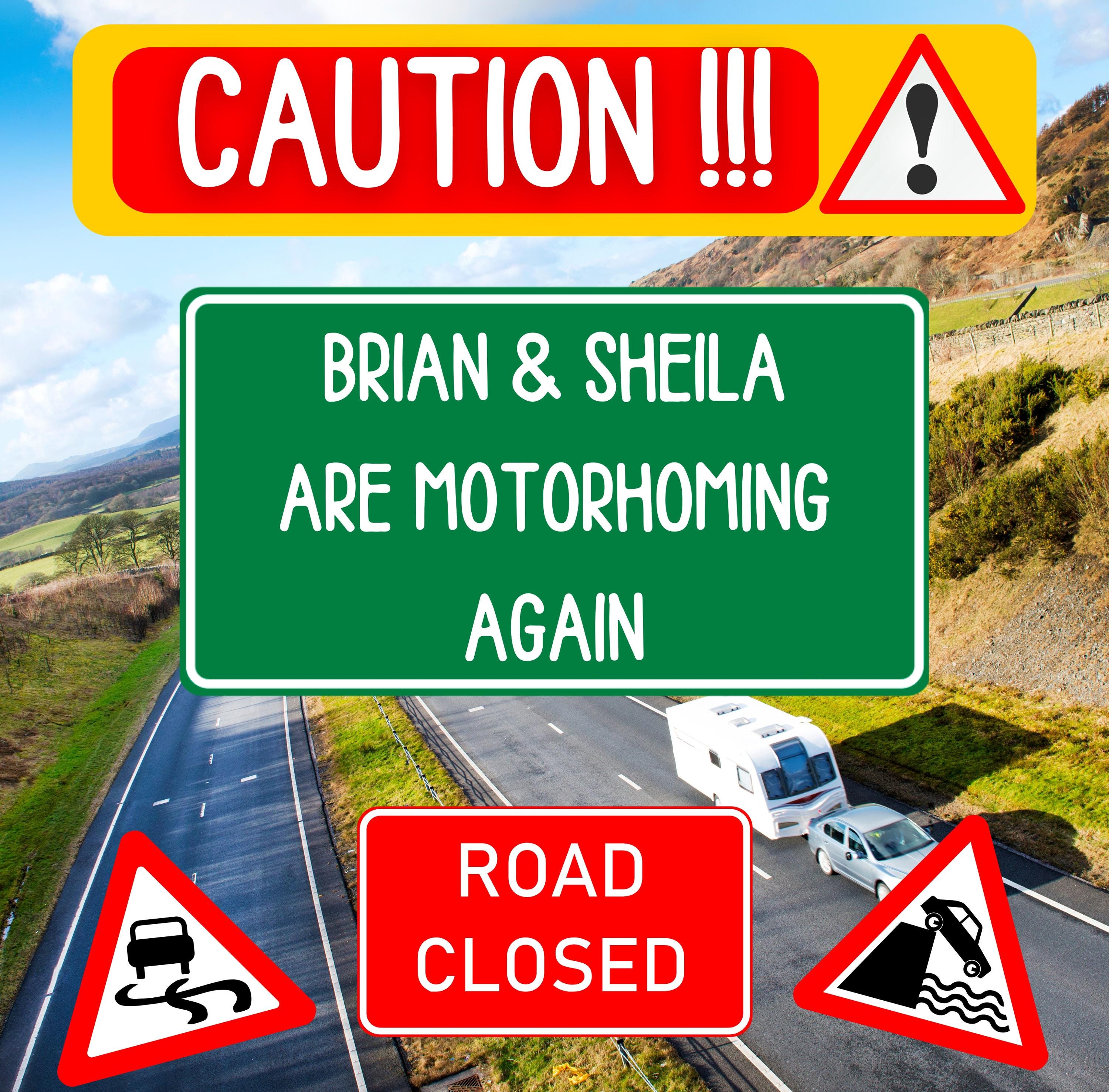 Personalised Motorhoming Warning Mug | Funny Road Sign Camper Gift | Custom Message | UK Motorhome Present | Camper | Vanlife | Campervan Etsy