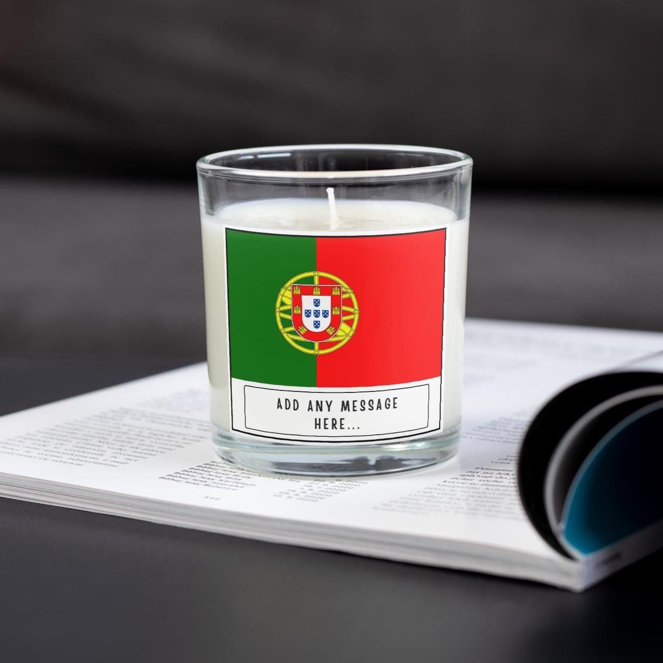 Portugal Personalised Candle | Flag of Portugal | Portuguese Flag Message | Gift for Portuguese | Custom Portuguese Message | Portugal Flag Etsy