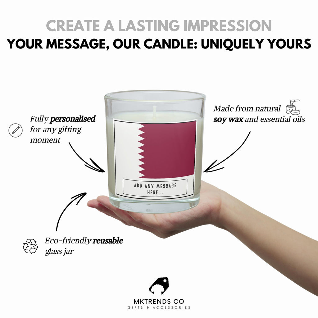 Qatar Personalised Candle | Flag of Qatar | Qatari Flag Message Gift | Custom Gift for Qatari | Qatar Home Décor | Qatari Heritage Gift Etsy