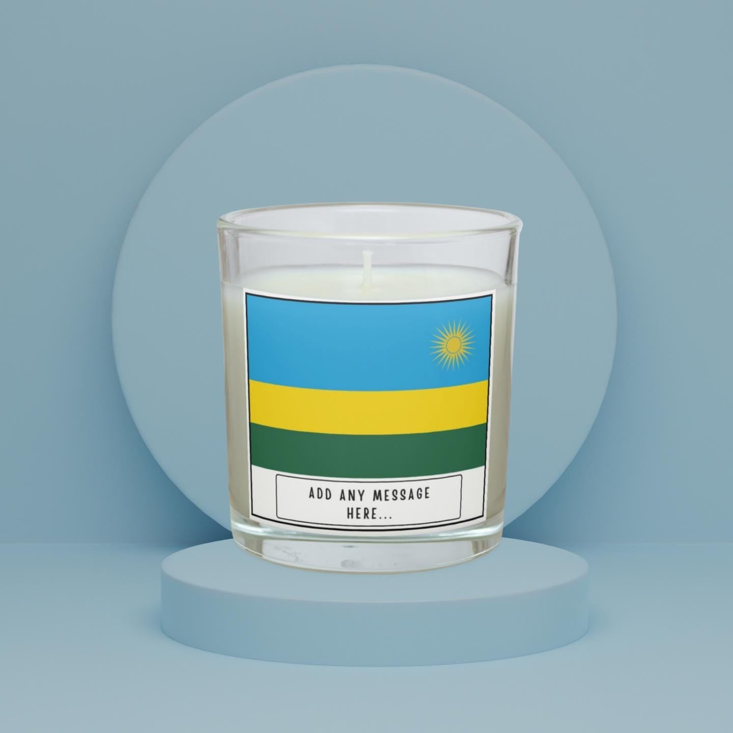 Rwanda Personalised Candle | Flag of Rwanda | Rwandan Flag Gift | Custom Rwandan Message Candle | Rwanda Heritage Gift | Rwandan Home Décor Etsy
