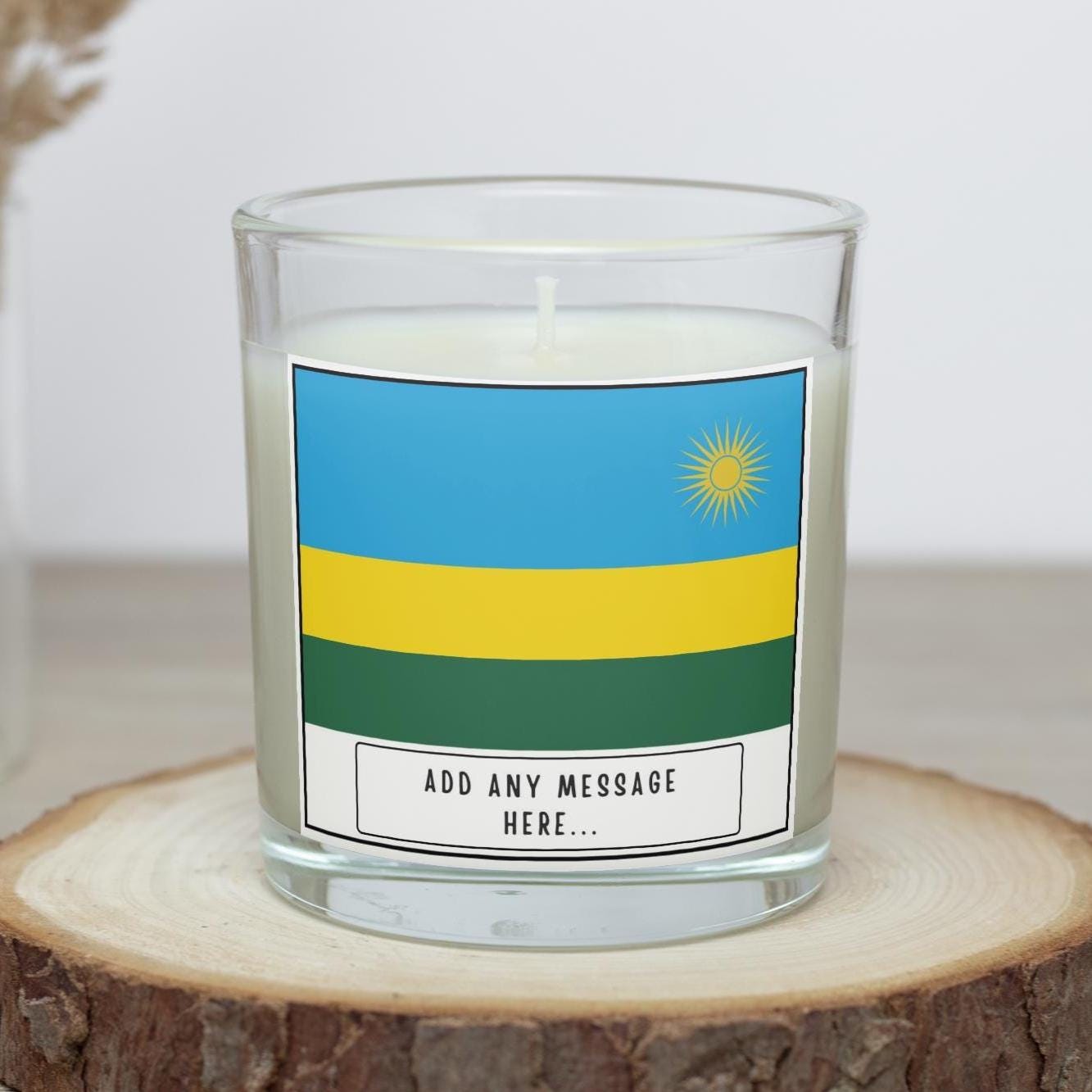 Rwanda Personalised Candle | Flag of Rwanda | Rwandan Flag Gift | Custom Rwandan Message Candle | Rwanda Heritage Gift | Rwandan Home Décor Etsy
