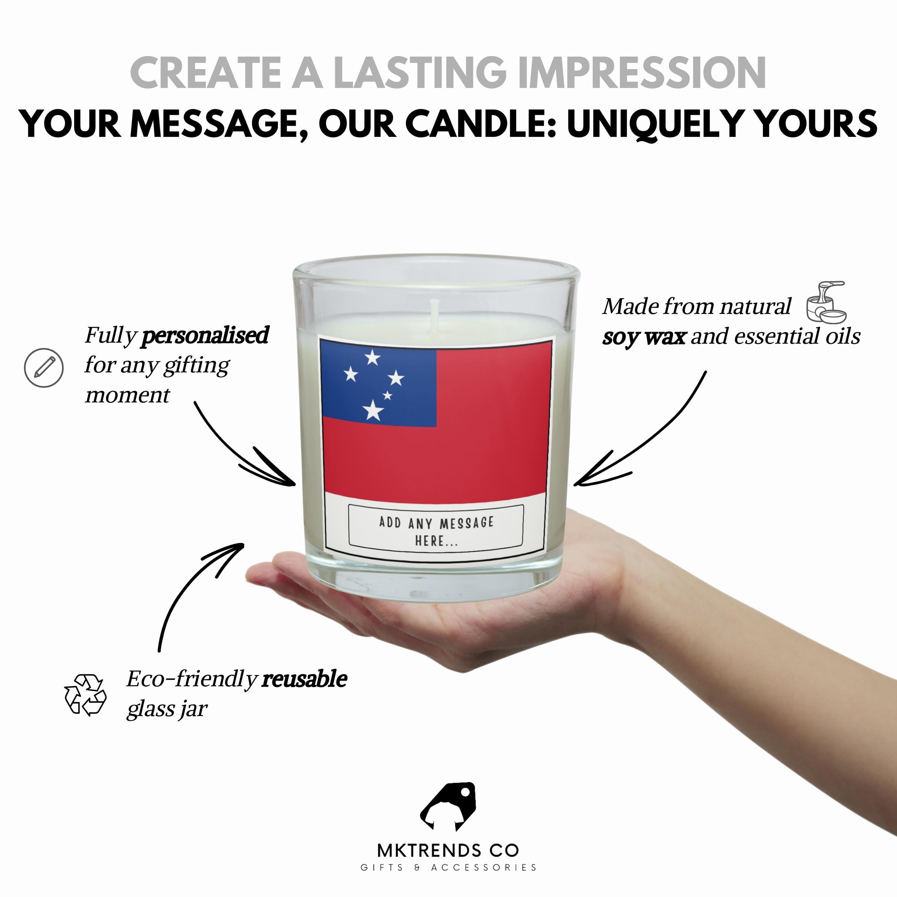 Samoa Personalised Candle | Flag of Samoa | Samoan Flag | Gift for Samoan | Samoan Culture | Samoan Heritage | Custom Samoa Message Candle Etsy