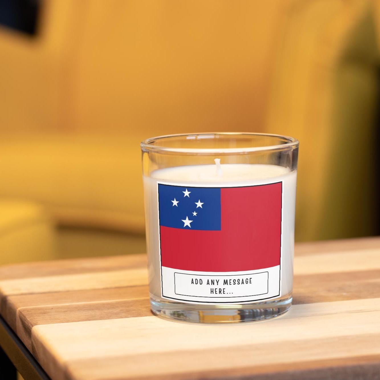 Samoa Personalised Candle | Flag of Samoa | Samoan Flag | Gift for Samoan | Samoan Culture | Samoan Heritage | Custom Samoa Message Candle Etsy