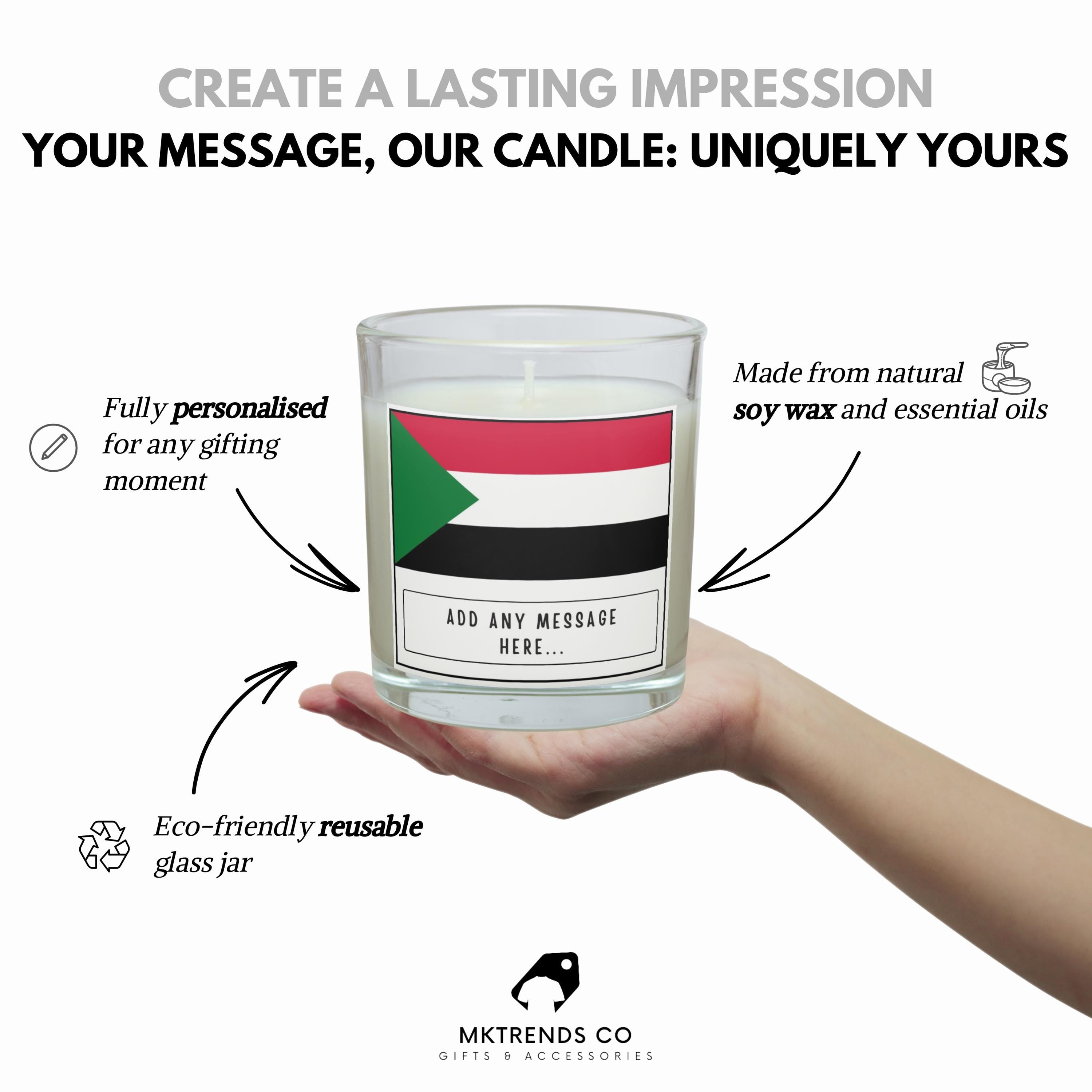 Sudan Personalised Candle | Sudan Heritage Candle | Flag of Sudan | Sudanese Flag Gift | Custom Message Gift | Sudanese Home Décor Candle Etsy