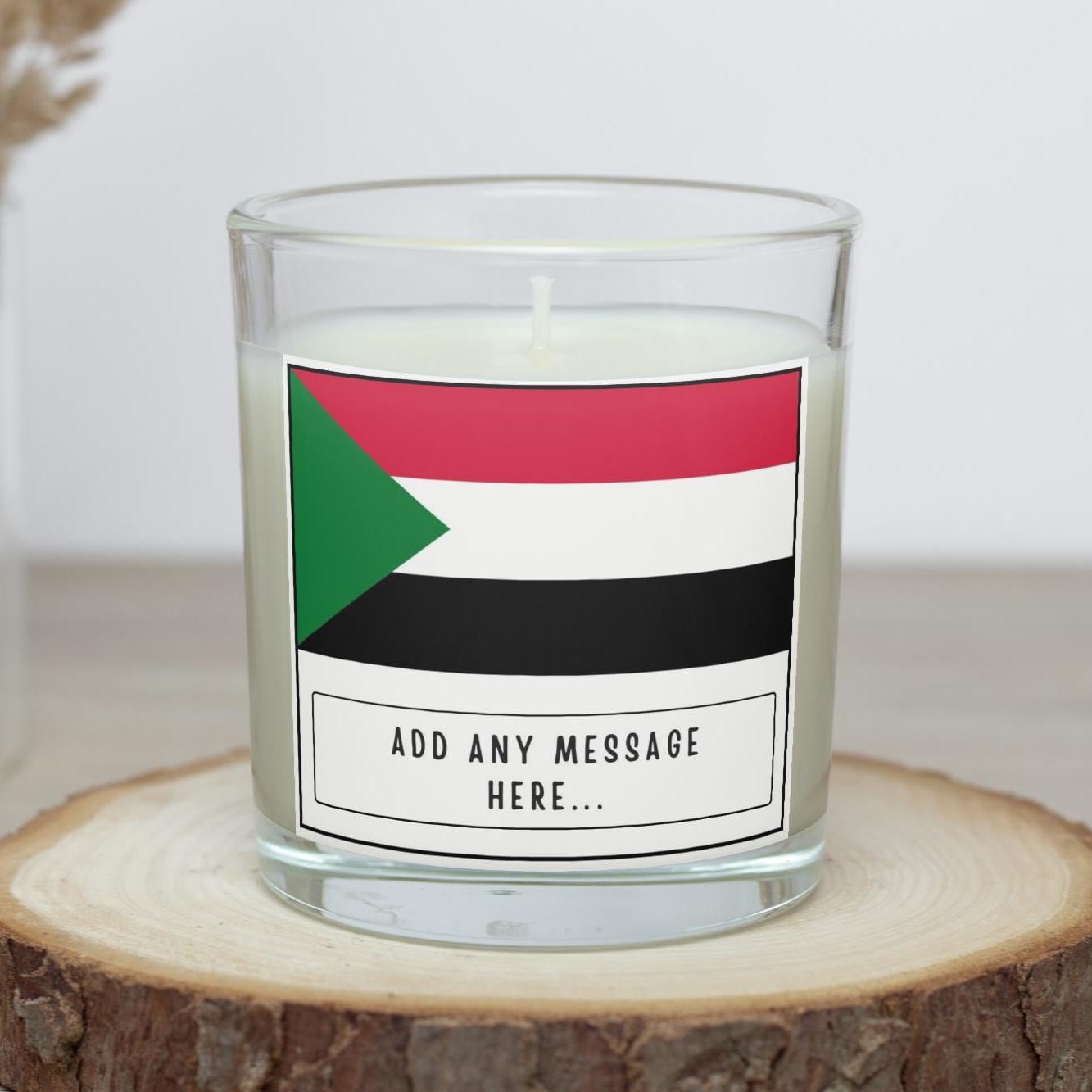 Sudan Personalised Candle | Sudan Heritage Candle | Flag of Sudan | Sudanese Flag Gift | Custom Message Gift | Sudanese Home Décor Candle Etsy