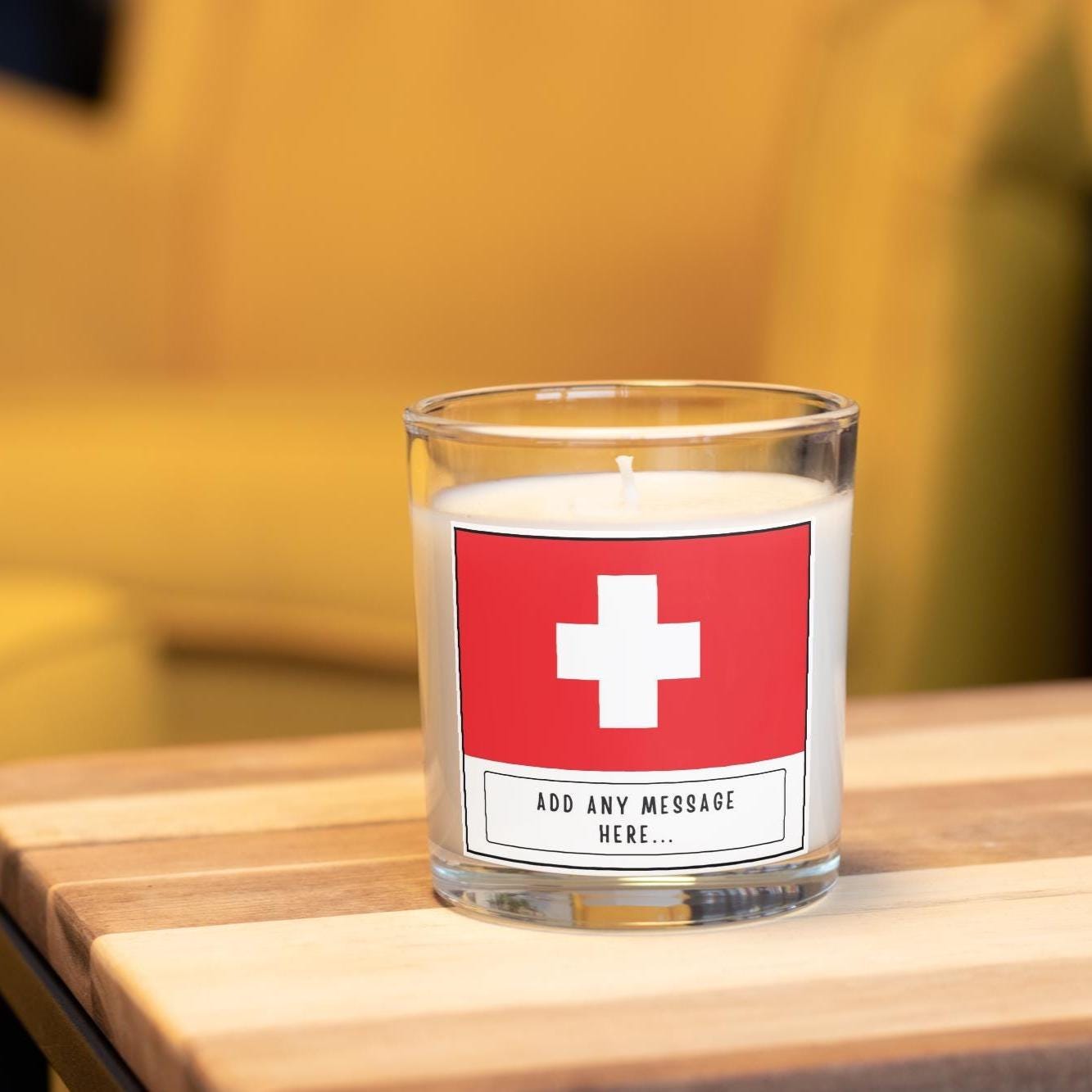 Switzerland Personalised Candle | Flag of Switzerland Gift | Swiss Flag | Custom Swiss Gift | Swiss Home Décor | Switzerland Heritage Gift Etsy