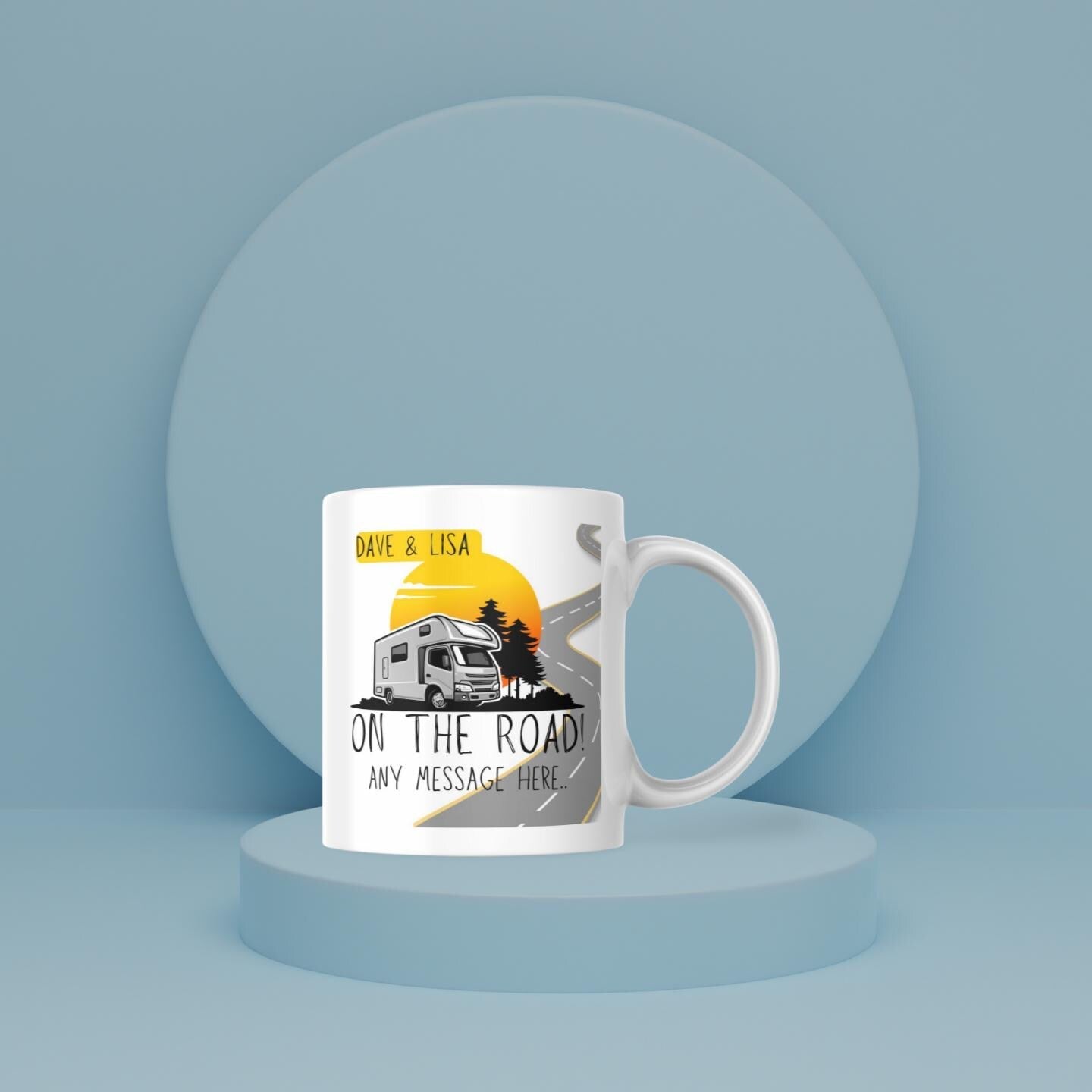 Personalised Campervan Adventure Mug | Funny Road Scene Gift | Couples Vanlife Design | Custom Text | UK Motorhome Present Etsy