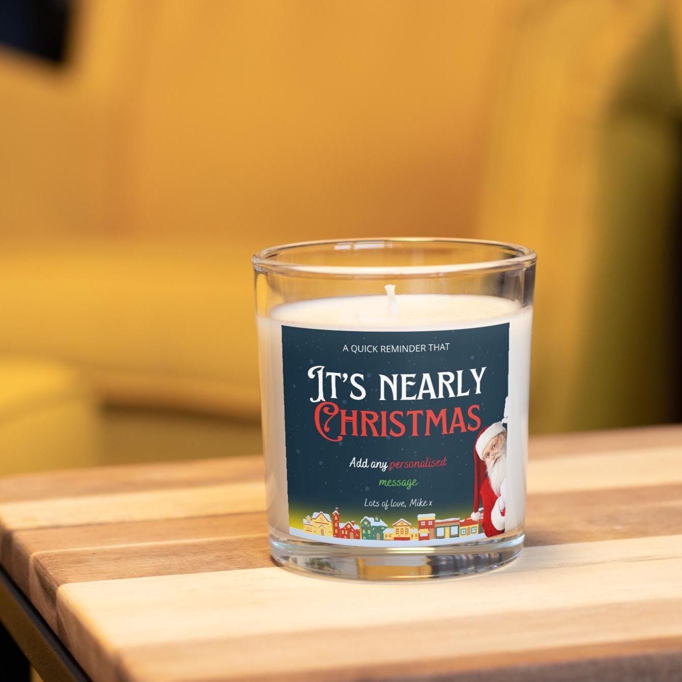 It's Nearly Christmas Santa Candle | Personalised Candle | Merry Christmas Gift | Excited for Christmas Candle | Christmas Eve Message Gift Etsy