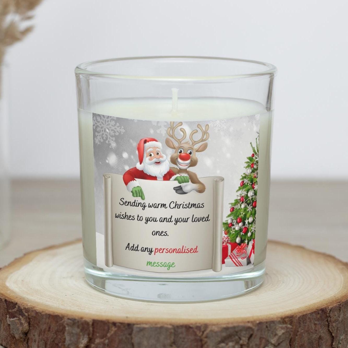 Santa Reindeer Christmas Message Personalised Candle | Christmas Gifts | Santa Message | Personalised Santa Letter | Christmas Scene Gift Etsy
