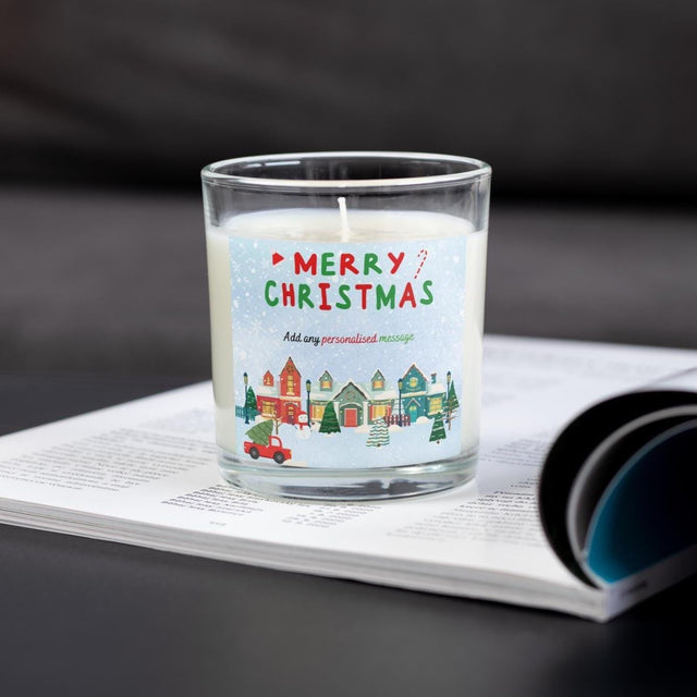 Merry Christmas Candle – Houses and Red Car