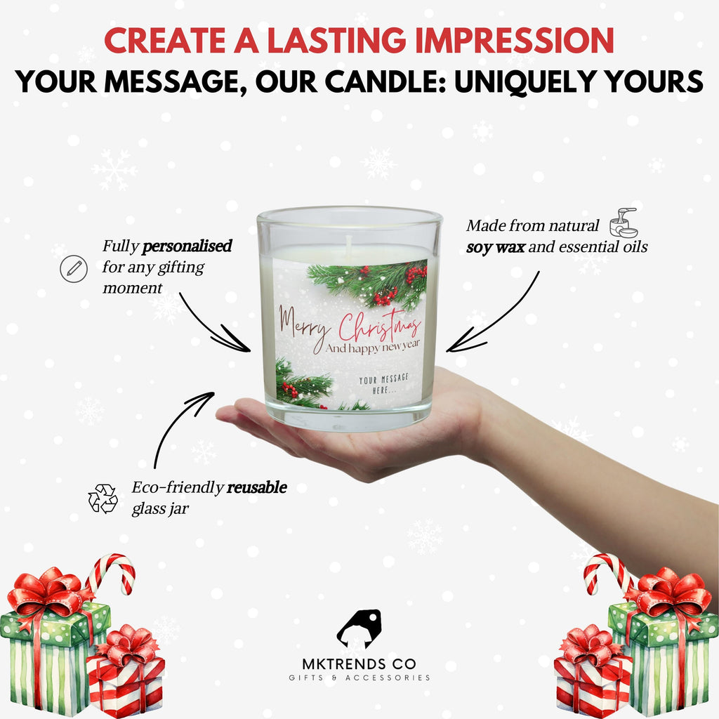 Merry Christmas & Happy New Year | Personalised Candle | Festive Christmas Message Candle | Happy New Year Gift | Personalised Message Gifts Etsy
