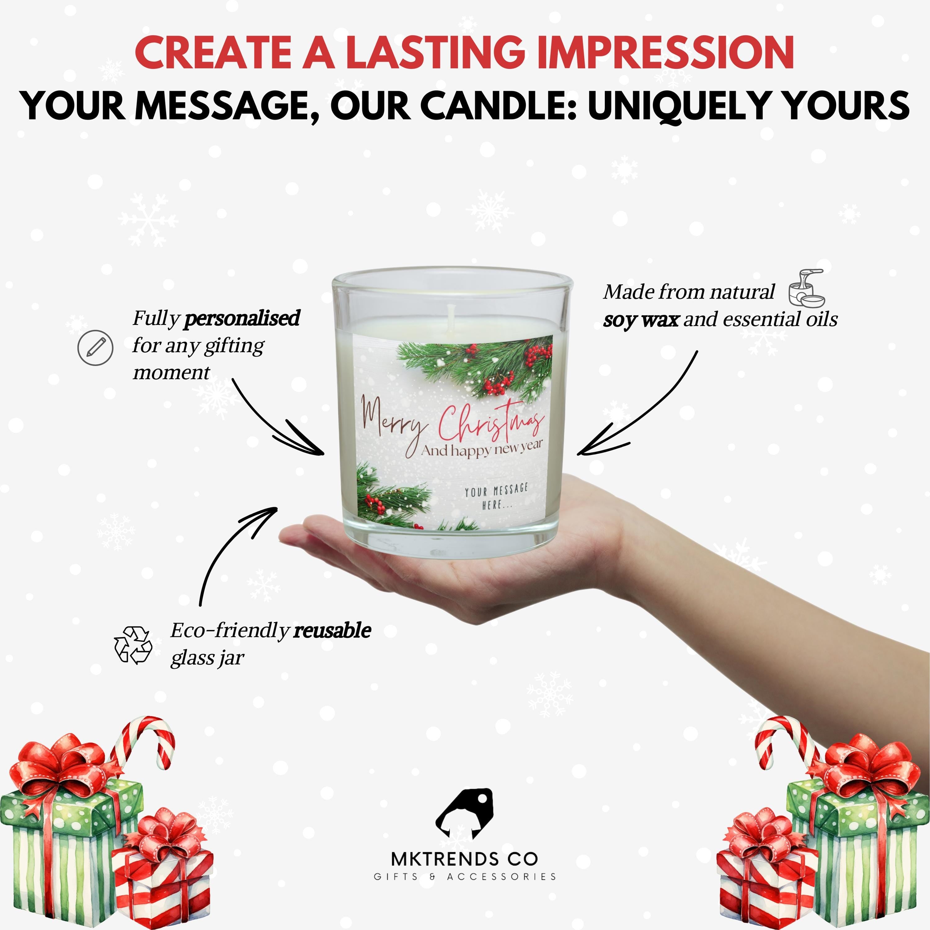 Merry Christmas & Happy New Year | Personalised Candle | Festive Christmas Message Candle | Happy New Year Gift | Personalised Message Gifts Etsy
