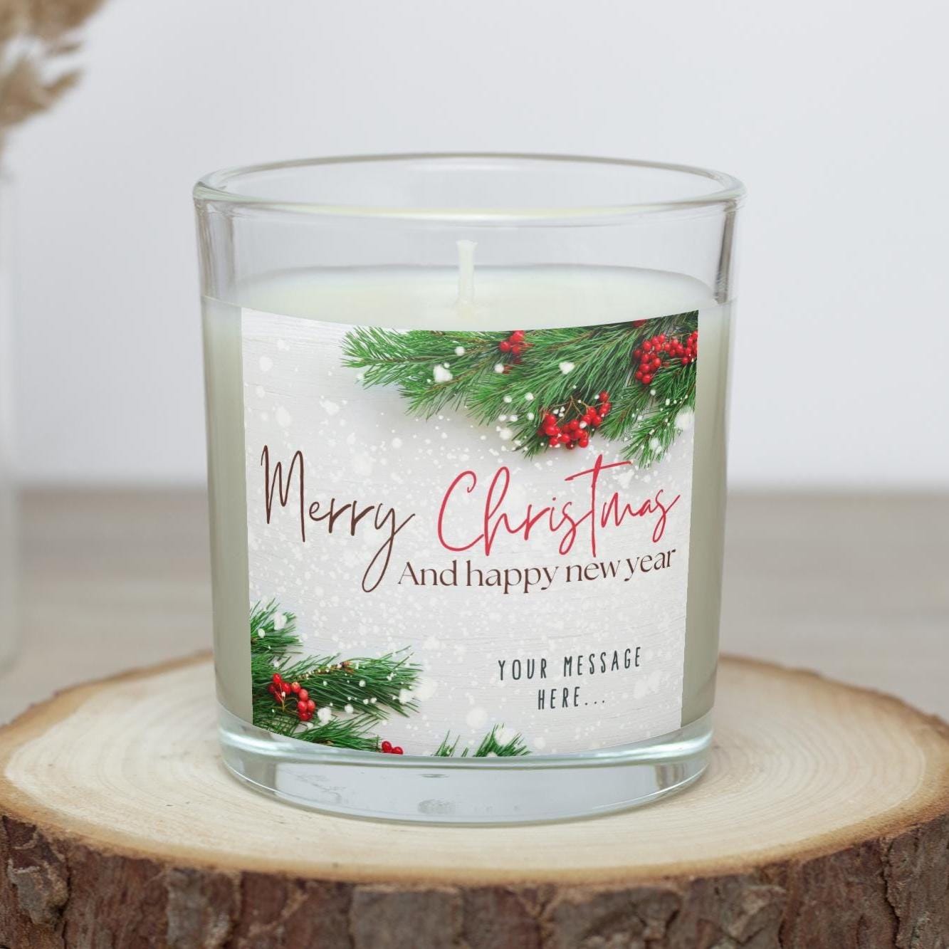 Merry Christmas & Happy New Year | Personalised Candle | Festive Christmas Message Candle | Happy New Year Gift | Personalised Message Gifts Etsy