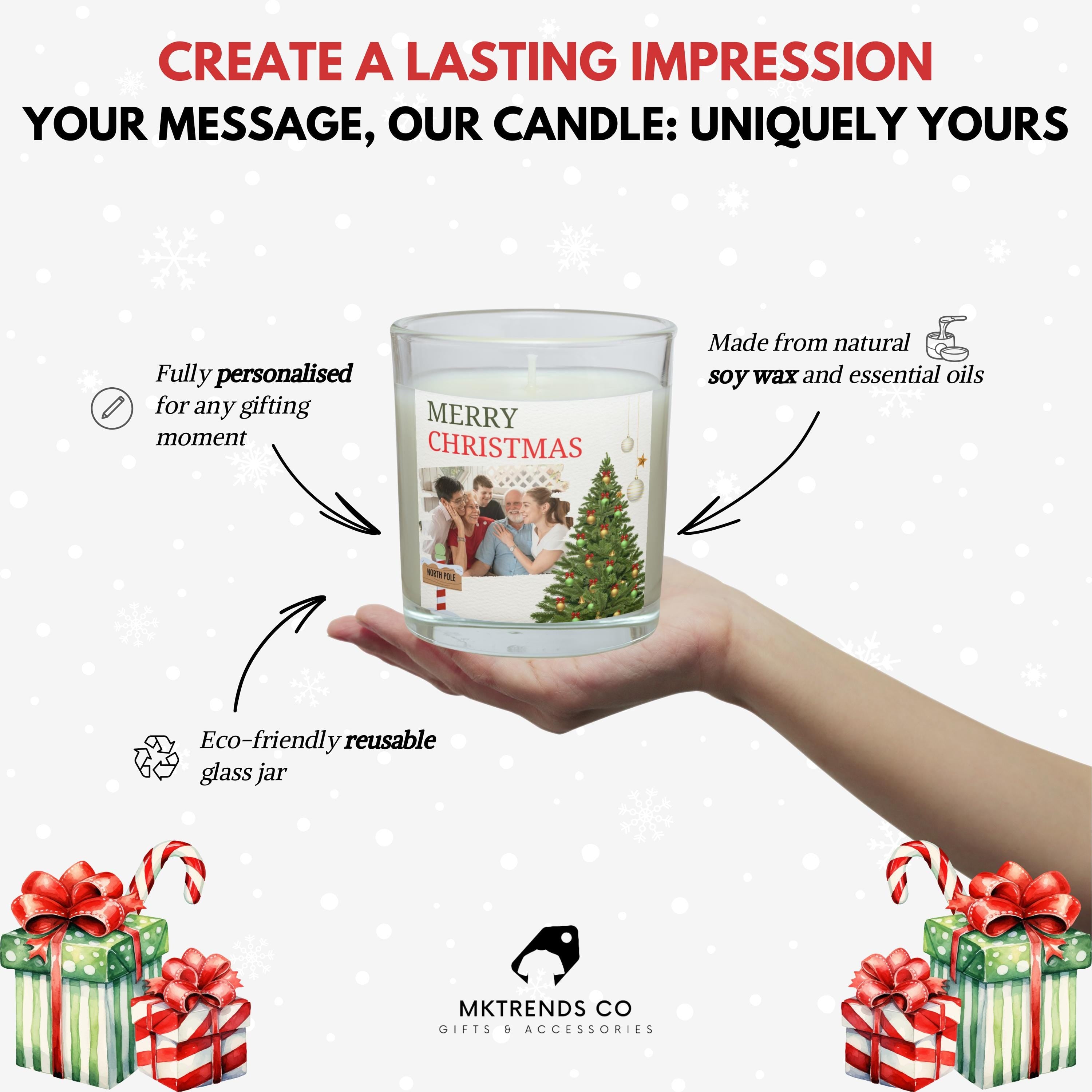 Merry Christmas Photo Personalised Candle | Christmas Photo Gift | Cute Photo Xmas Candle | Christmas Photo Candle | Christmas Photo Message Etsy